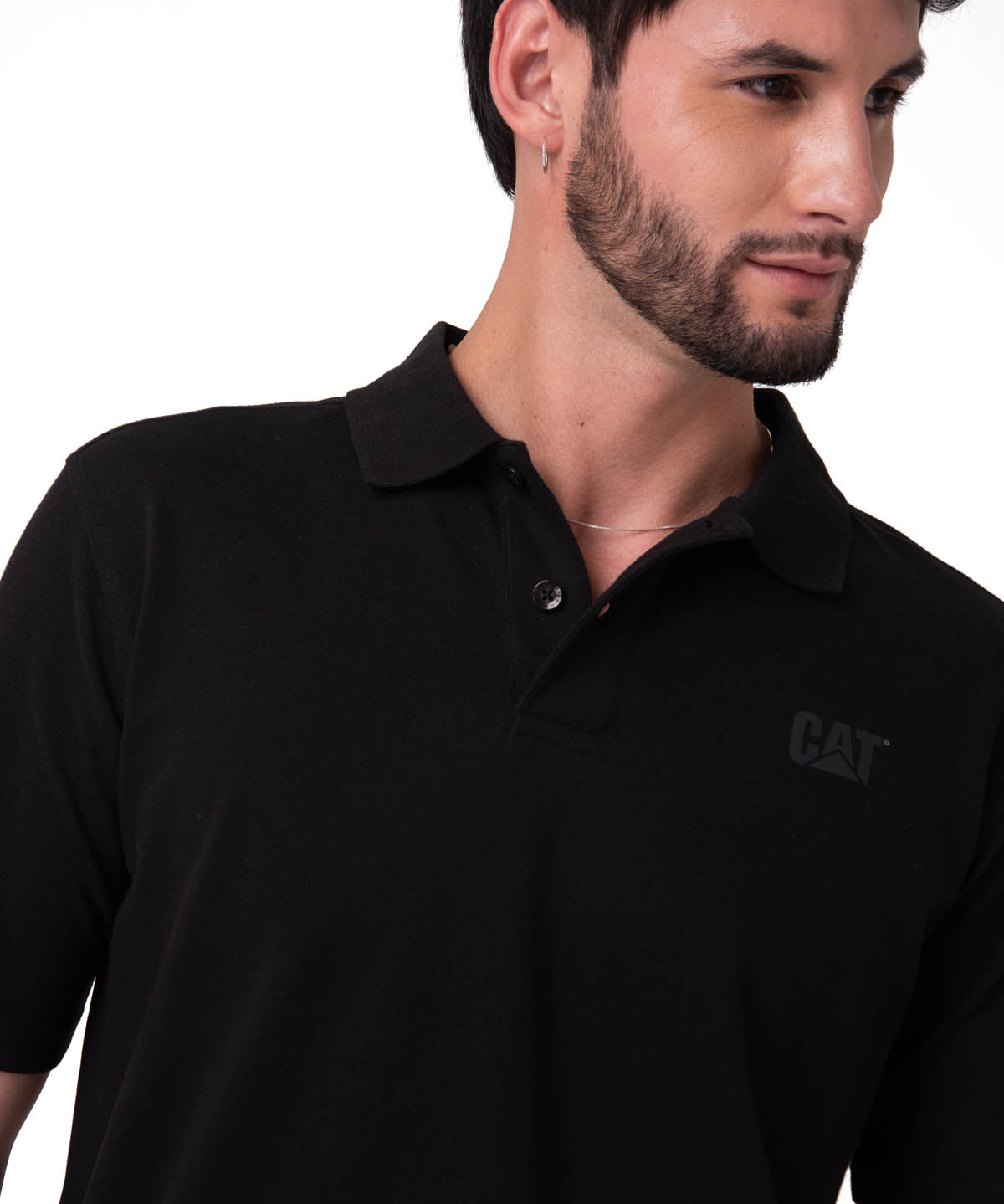 Polo Cat Logo Pique Hombre Color Negro-3