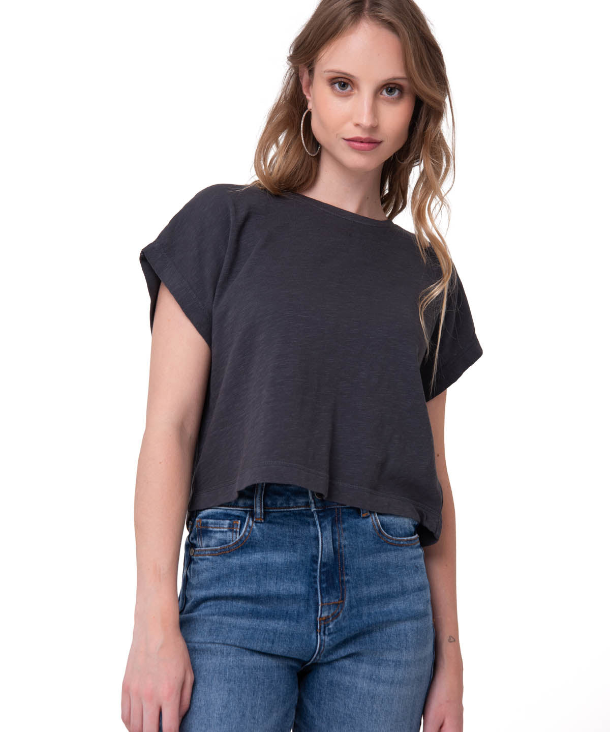 Camiseta Slub Knit Fashion To Mujer Color Negro-1