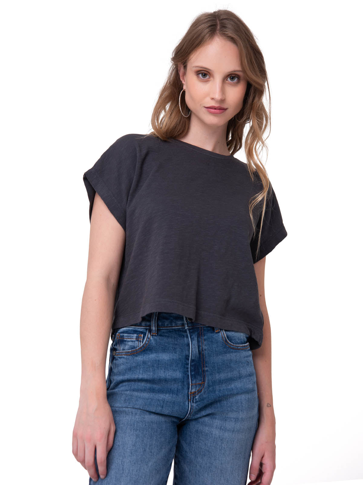 Camiseta Slub Knit Fashion To Mujer Color Negro-1
