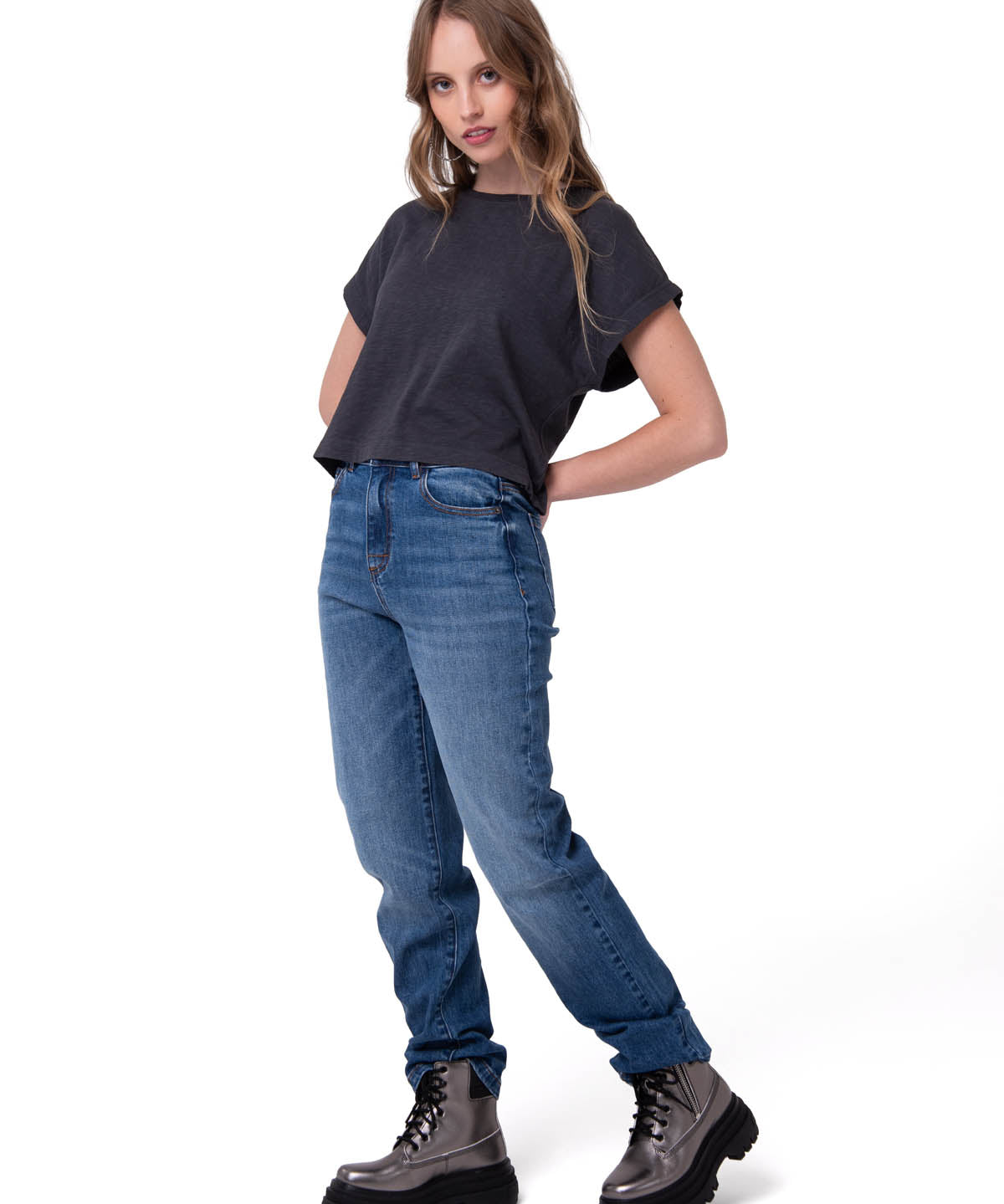 Camiseta Slub Knit Fashion To Mujer Color Negro-4