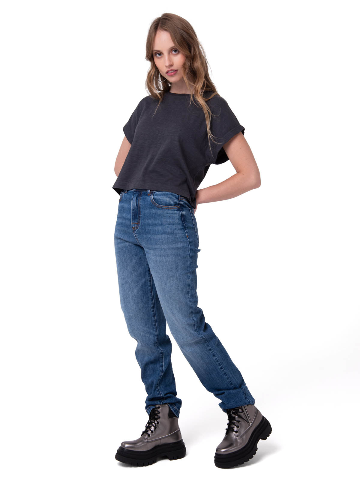 Camiseta Slub Knit Fashion To Mujer Color Negro-4