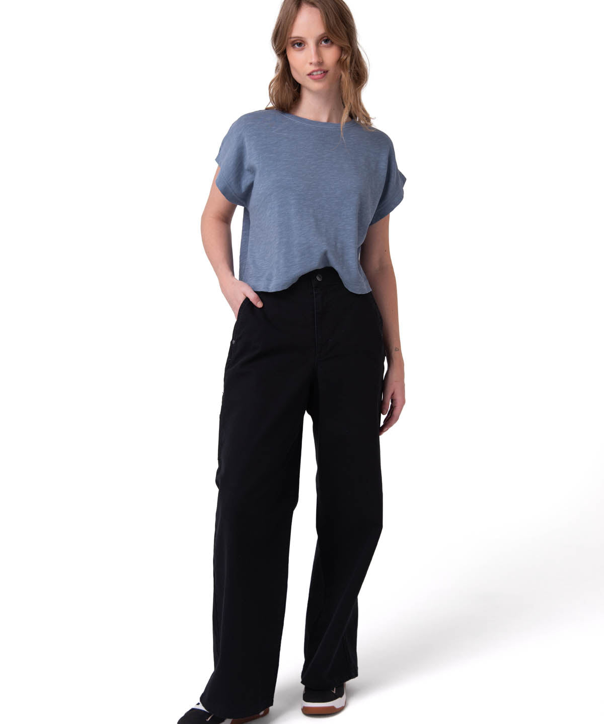Camiseta Slub Knit Fashion To Mujer Color Azul-4