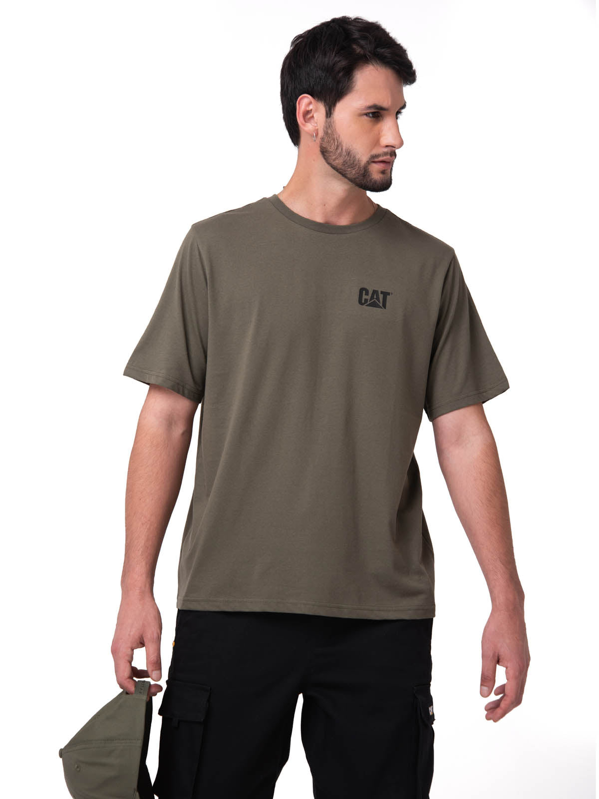 Camiseta Cat Small Logo Tee Hombre Color Verde-1