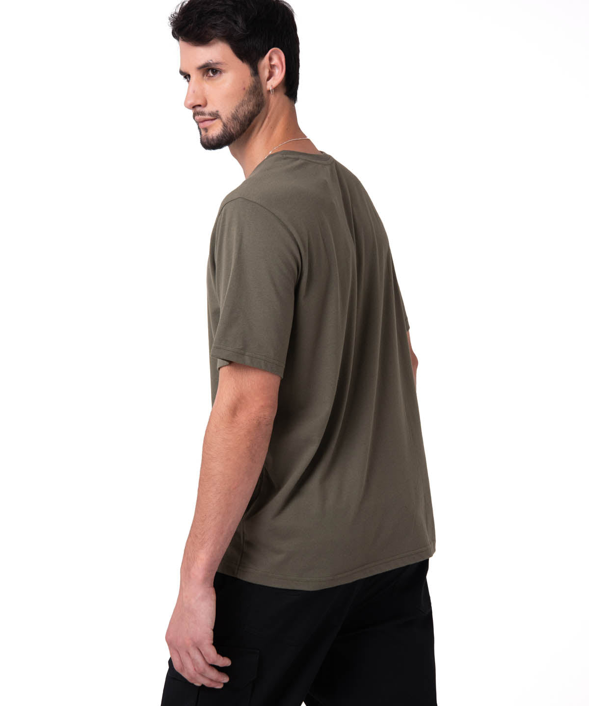 Camiseta Cat Small Logo Tee Hombre Color Verde-2