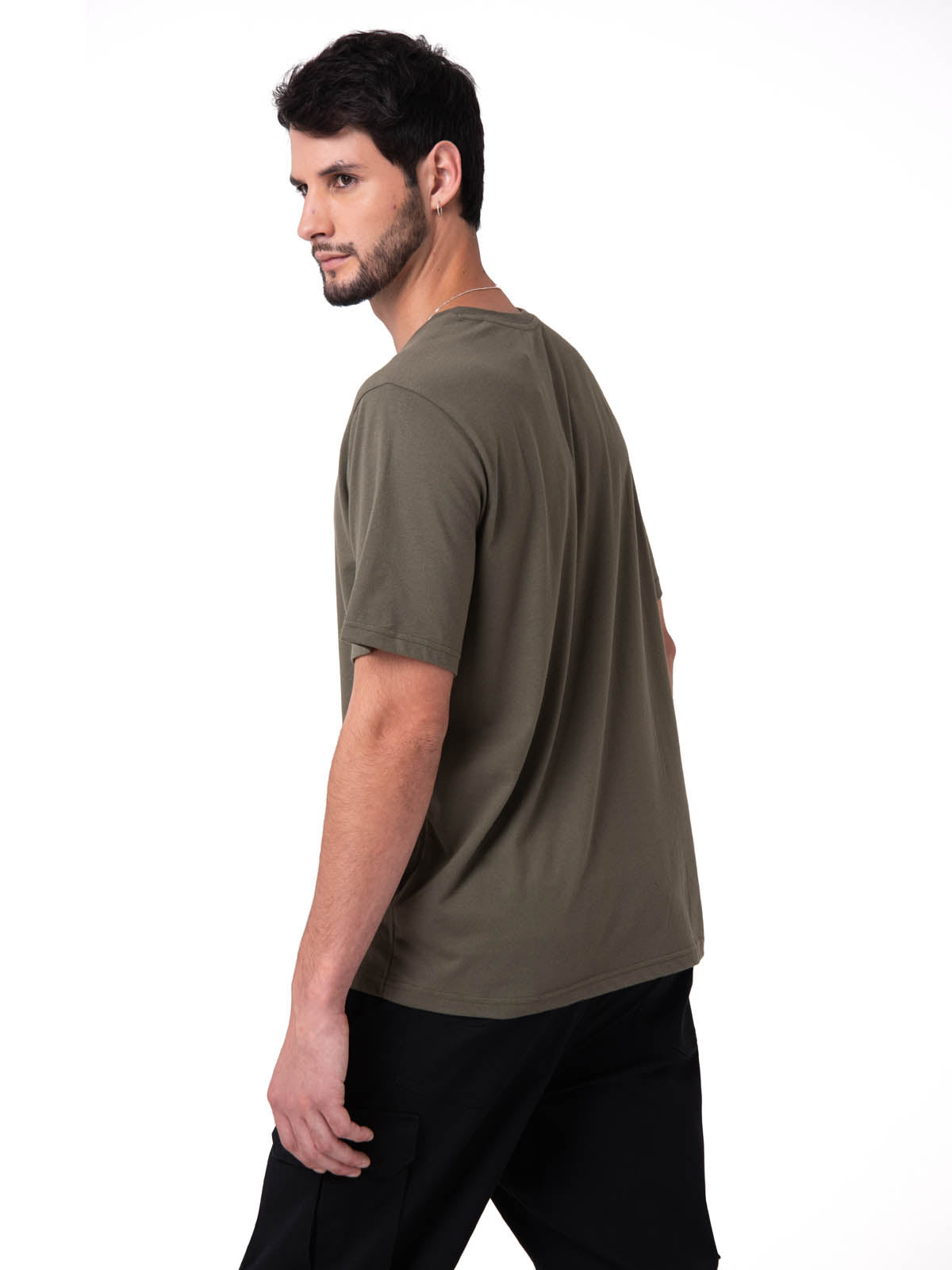 Camiseta Cat Small Logo Tee Hombre Color Verde-2