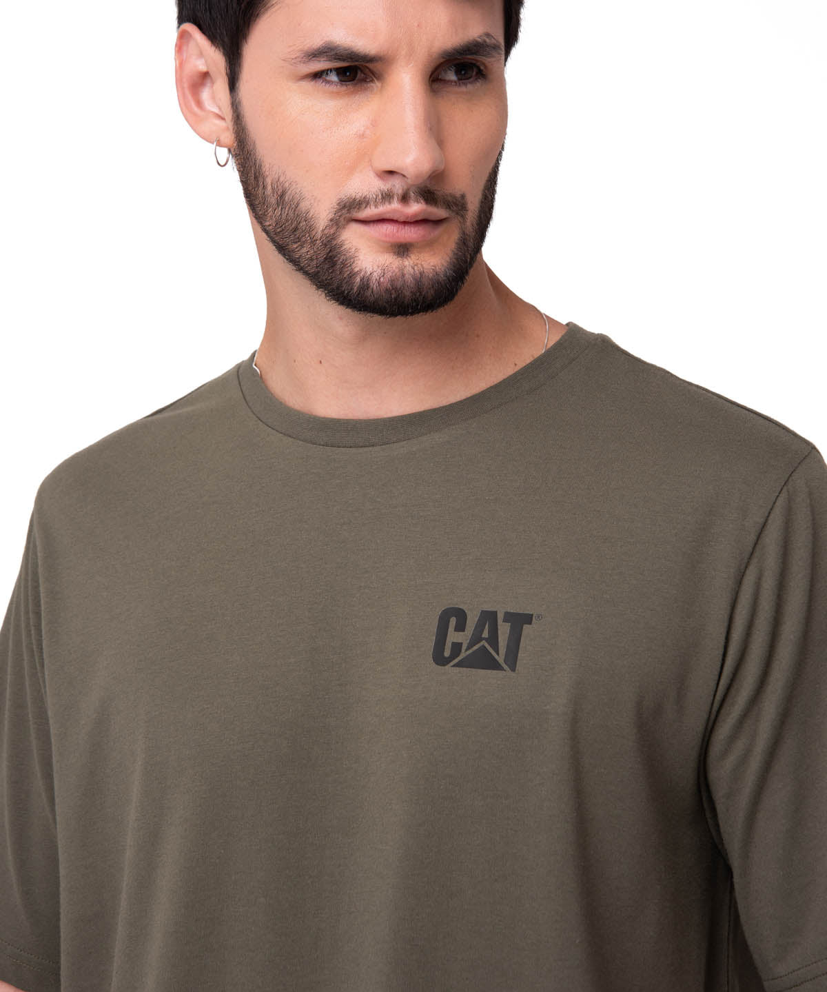 Camiseta Cat Small Logo Tee Hombre Color Verde-3