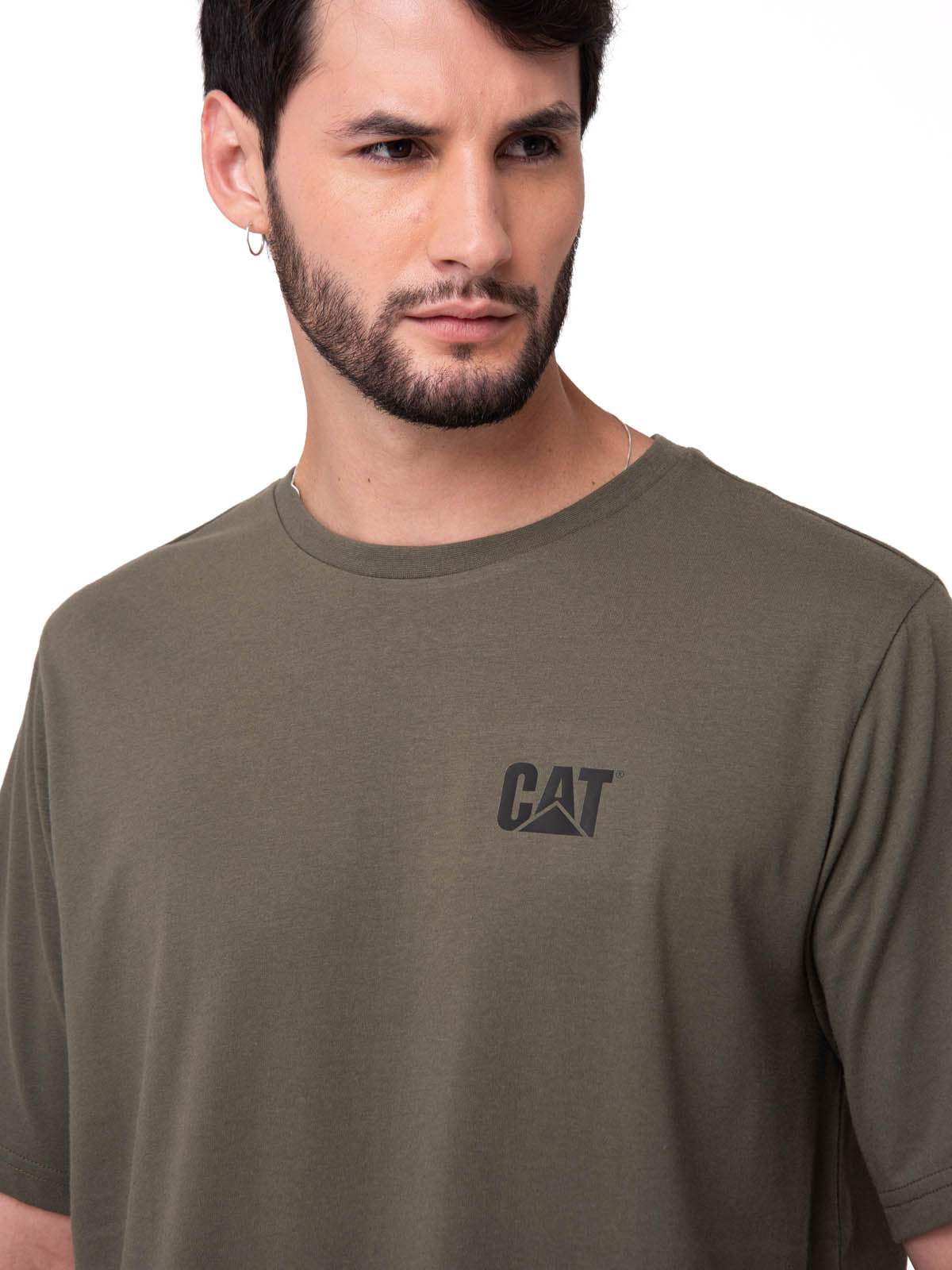 Camiseta Cat Small Logo Tee Hombre Color Verde-3