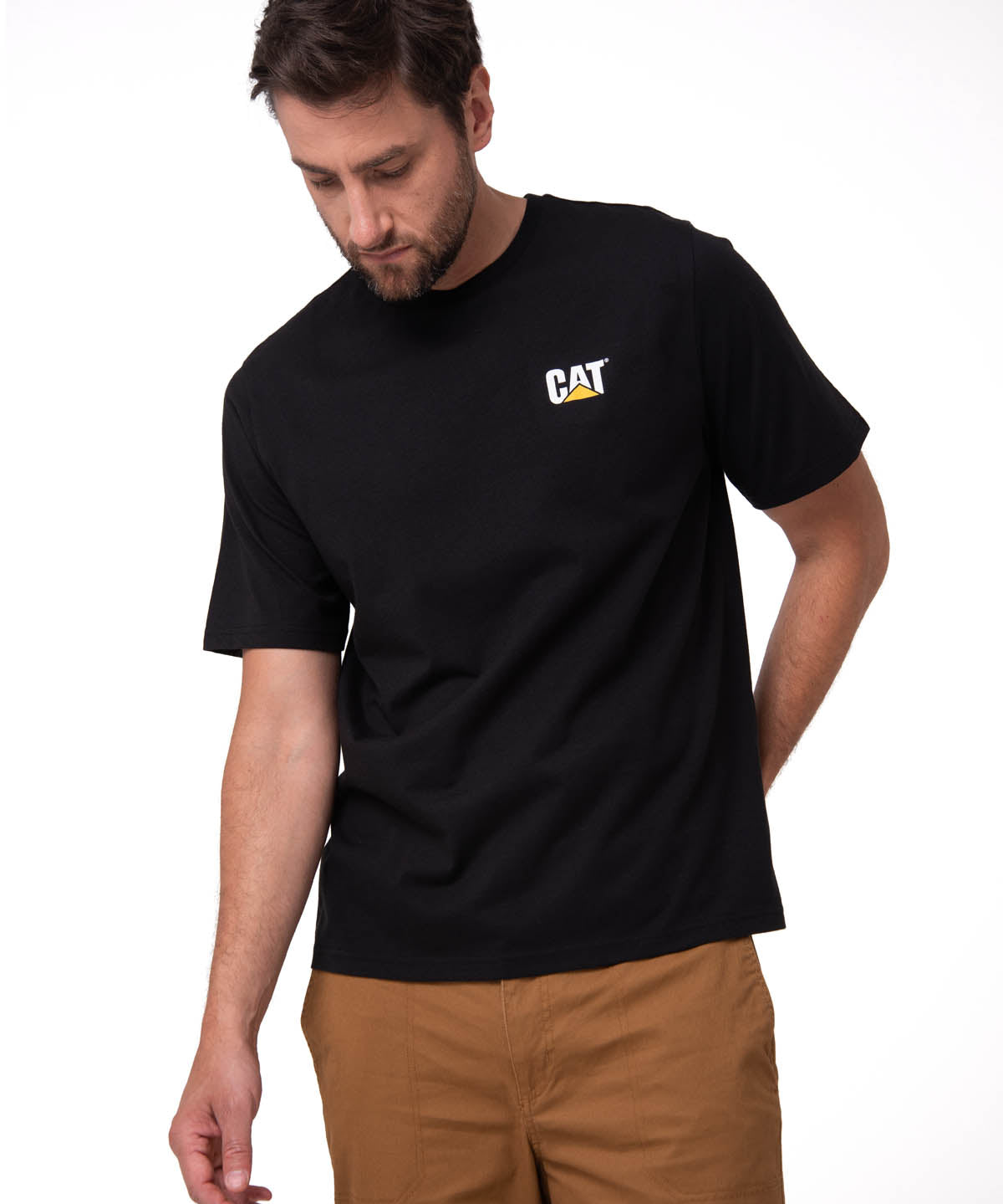 Camiseta Cat Small Logo Tee Hombre Color Negro-1