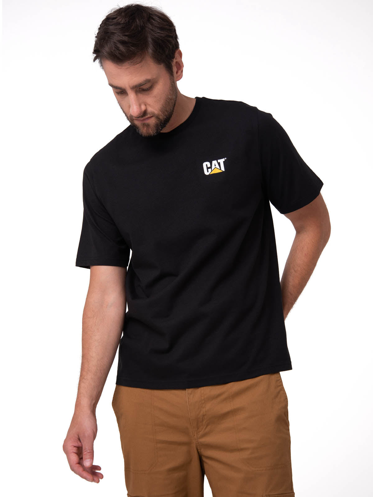 Camiseta Cat Small Logo Tee Hombre Color Negro-1