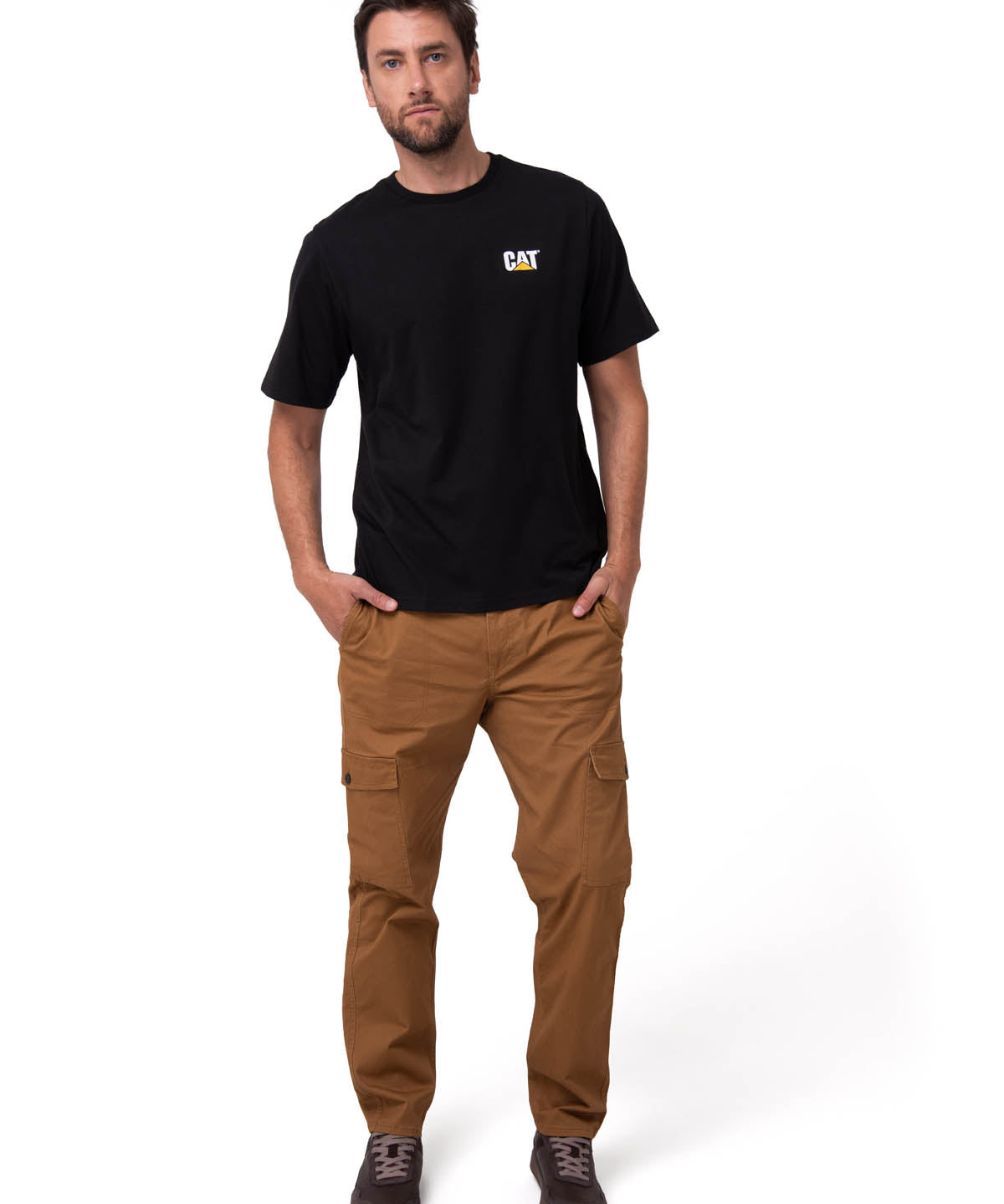 Camiseta Cat Small Logo Tee Hombre Color Negro-4