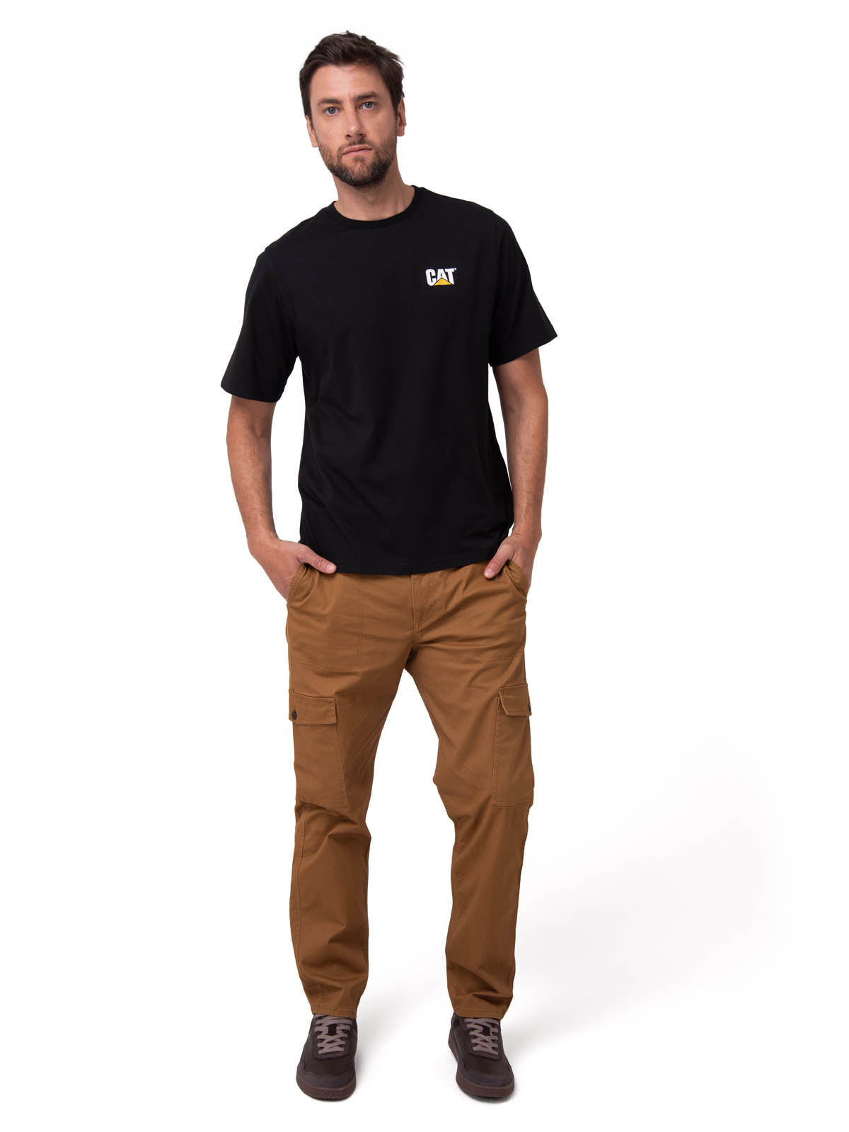 Camiseta Cat Small Logo Tee Hombre Color Negro-4