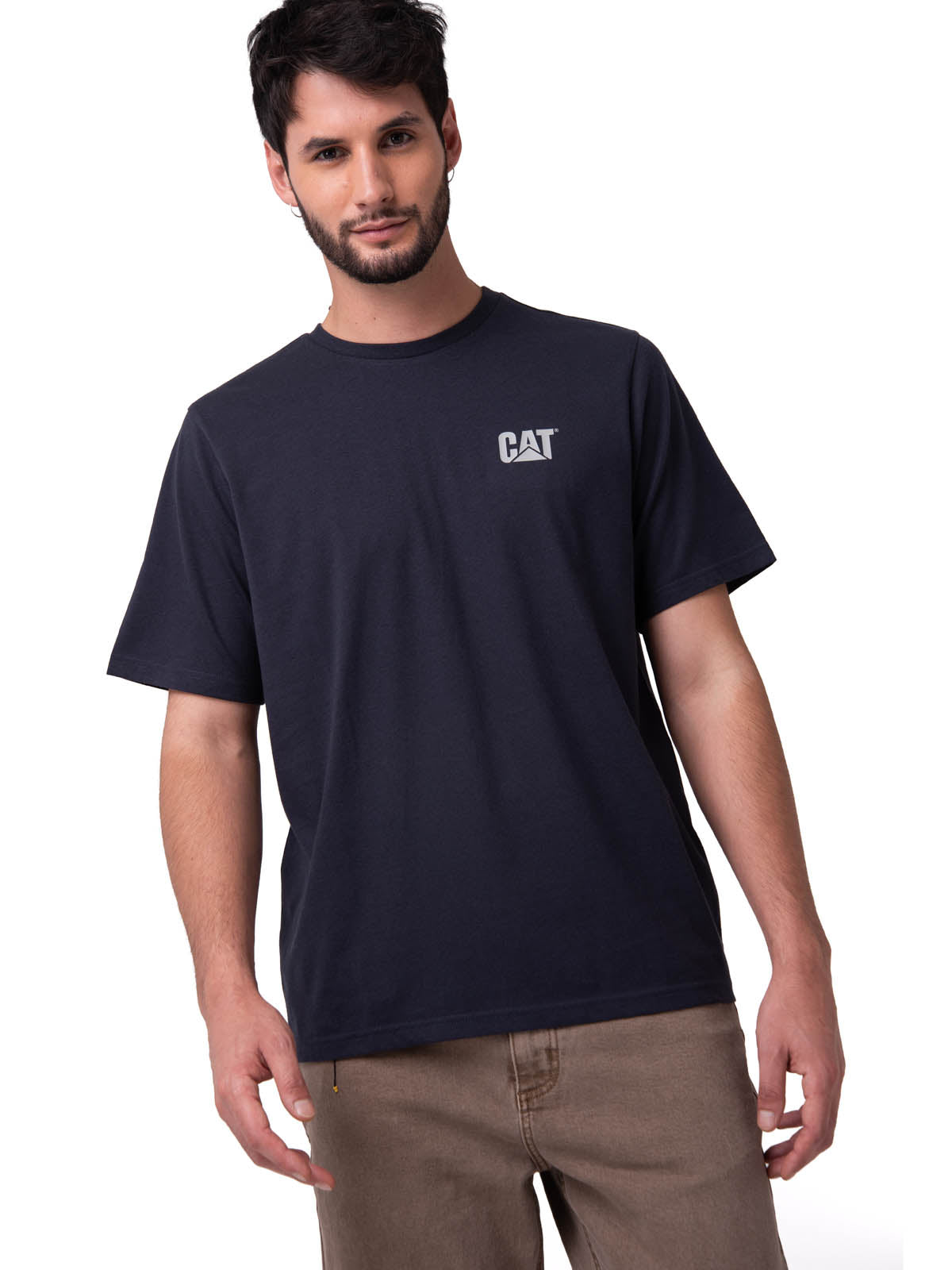Camiseta Cat Small Logo Tee Hombre Color Azul-1