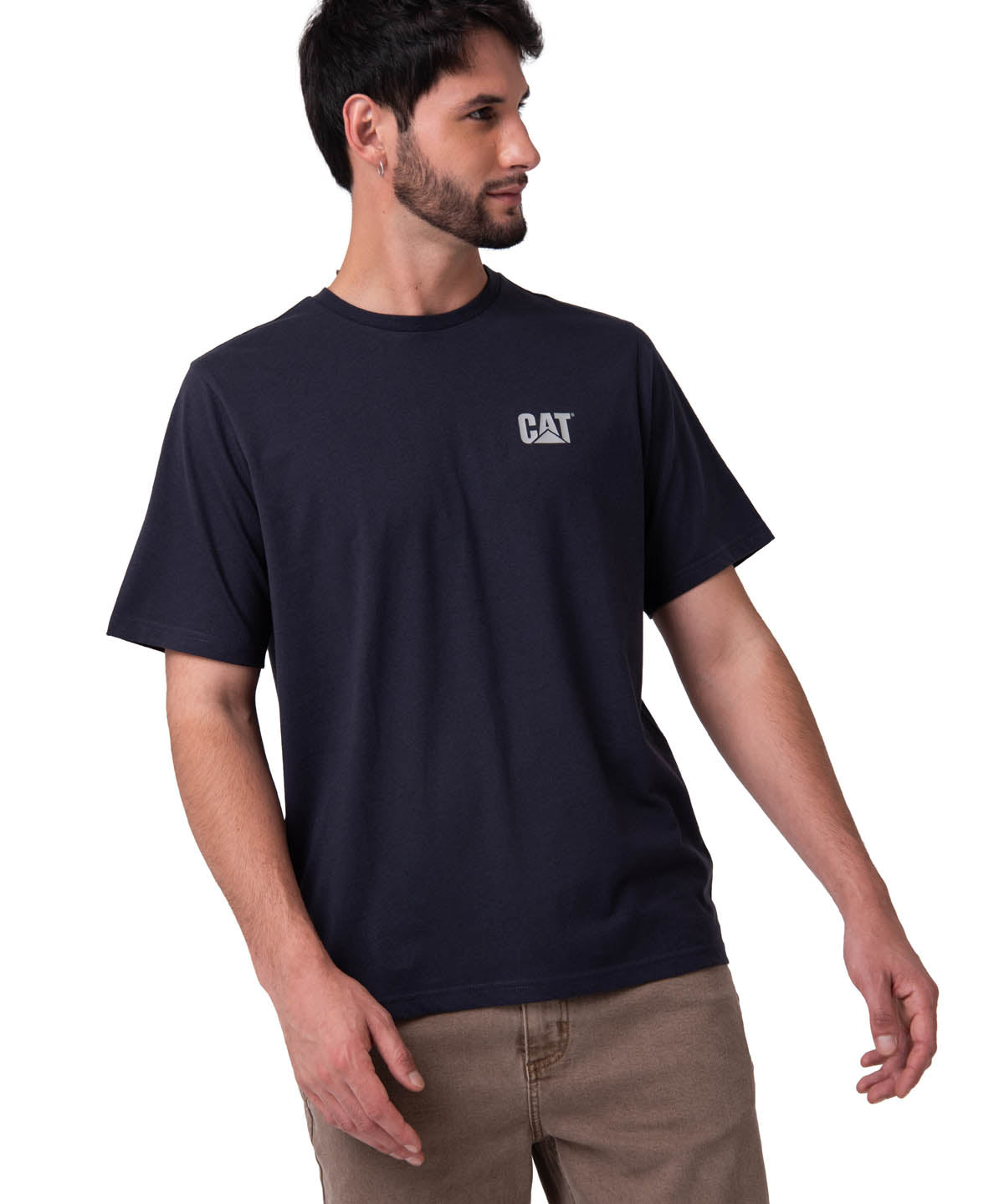 Camiseta Cat Small Logo Tee Hombre Color Azul-2