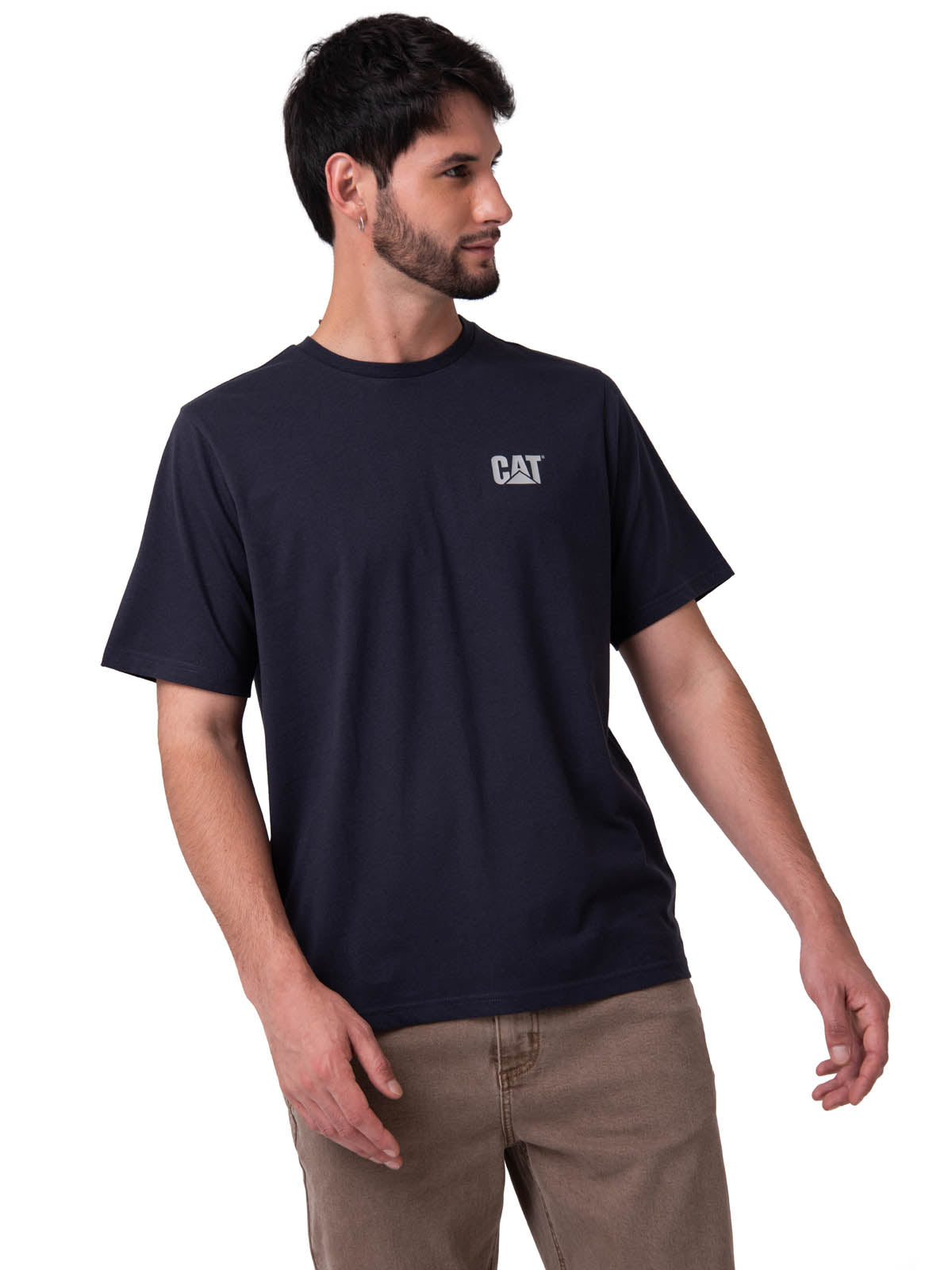 Camiseta Cat Small Logo Tee Hombre Color Azul-2