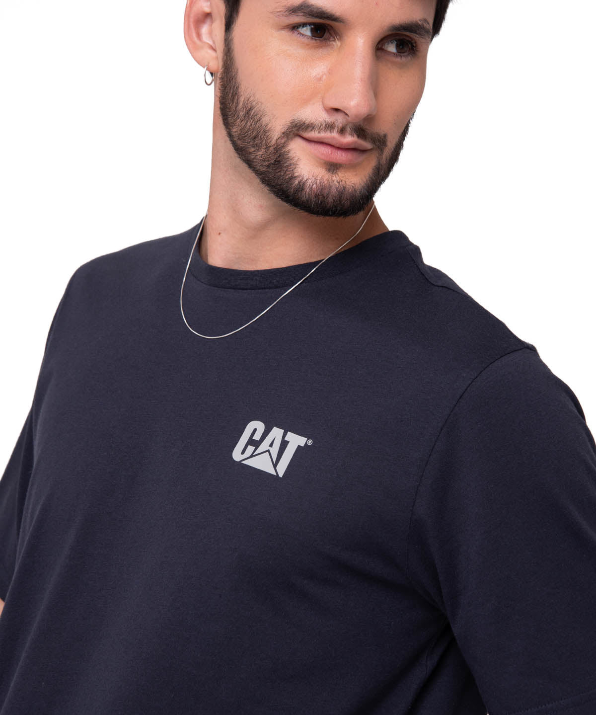 Camiseta Cat Small Logo Tee Hombre Color Azul-4
