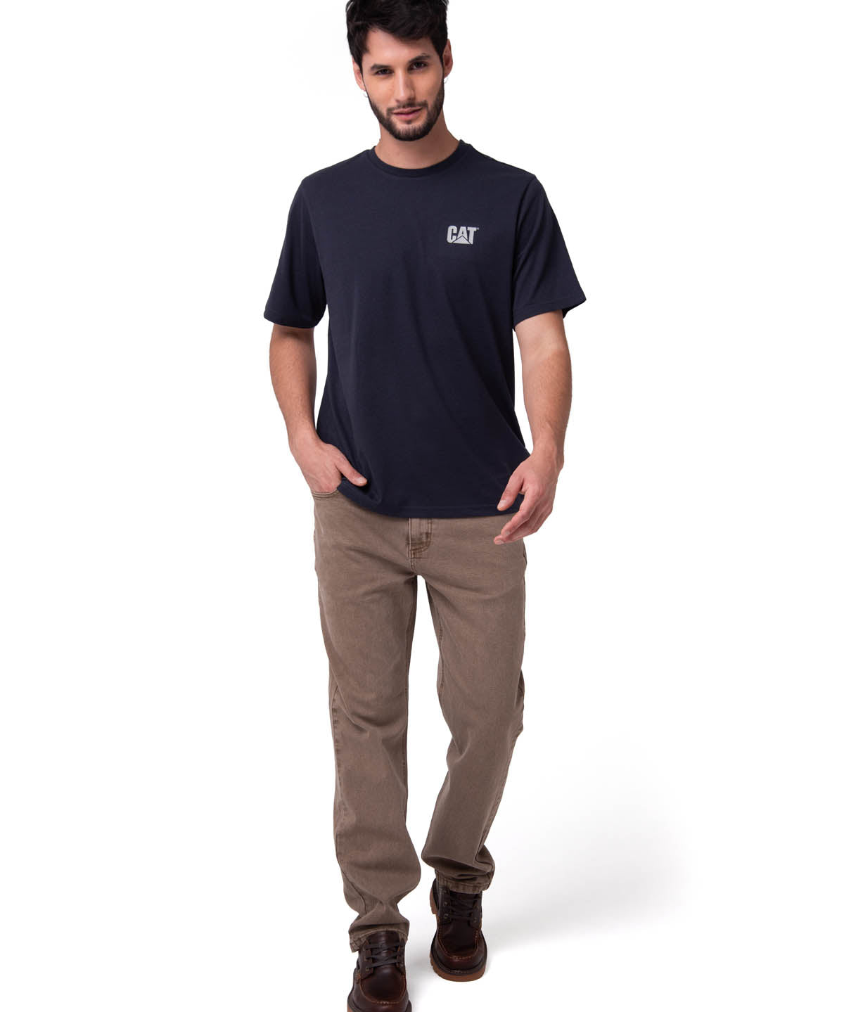 Camiseta Cat Small Logo Tee Hombre Color Azul-5