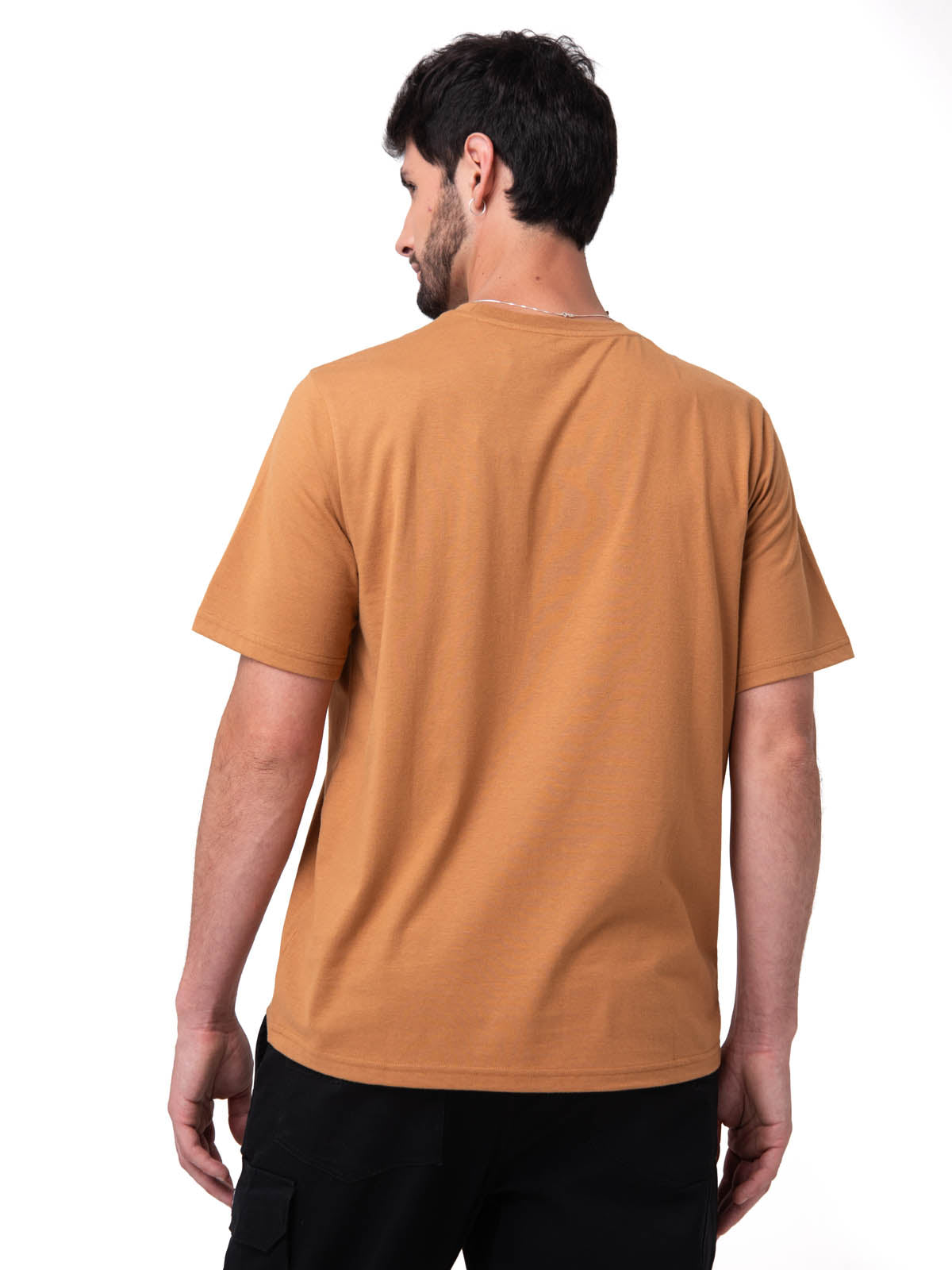 Camiseta Cat Small Logo Tee Para Hombre Color Café-2