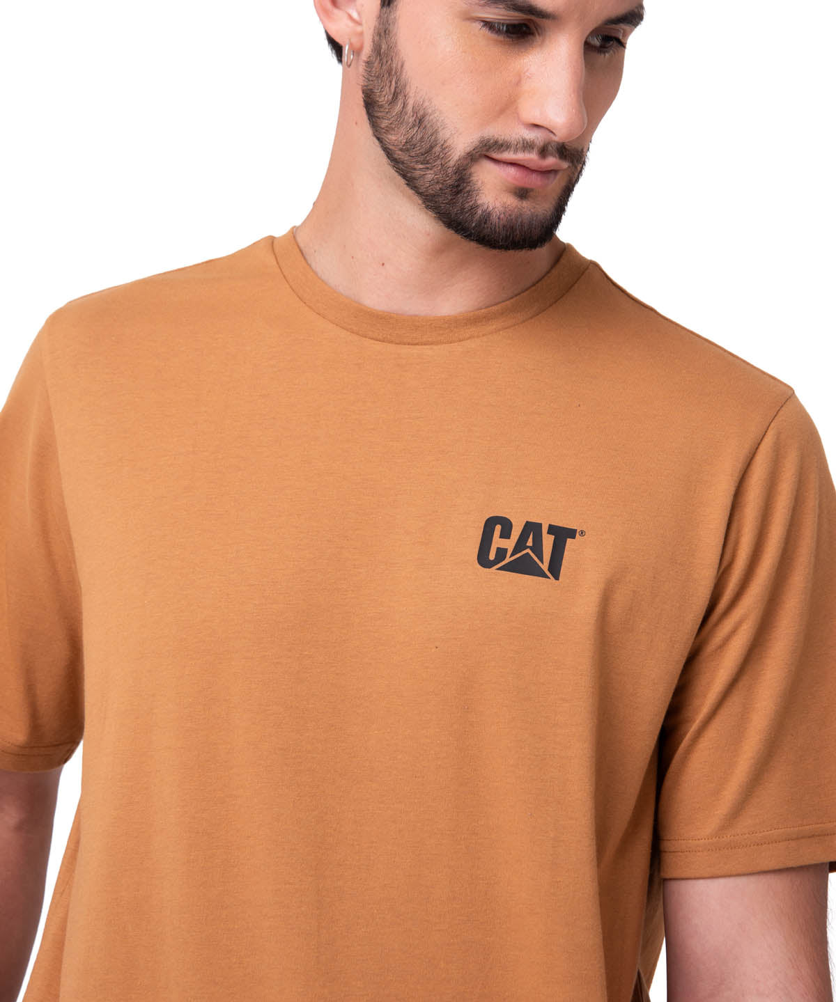 Camiseta Cat Small Logo Tee Para Hombre Color Café-3