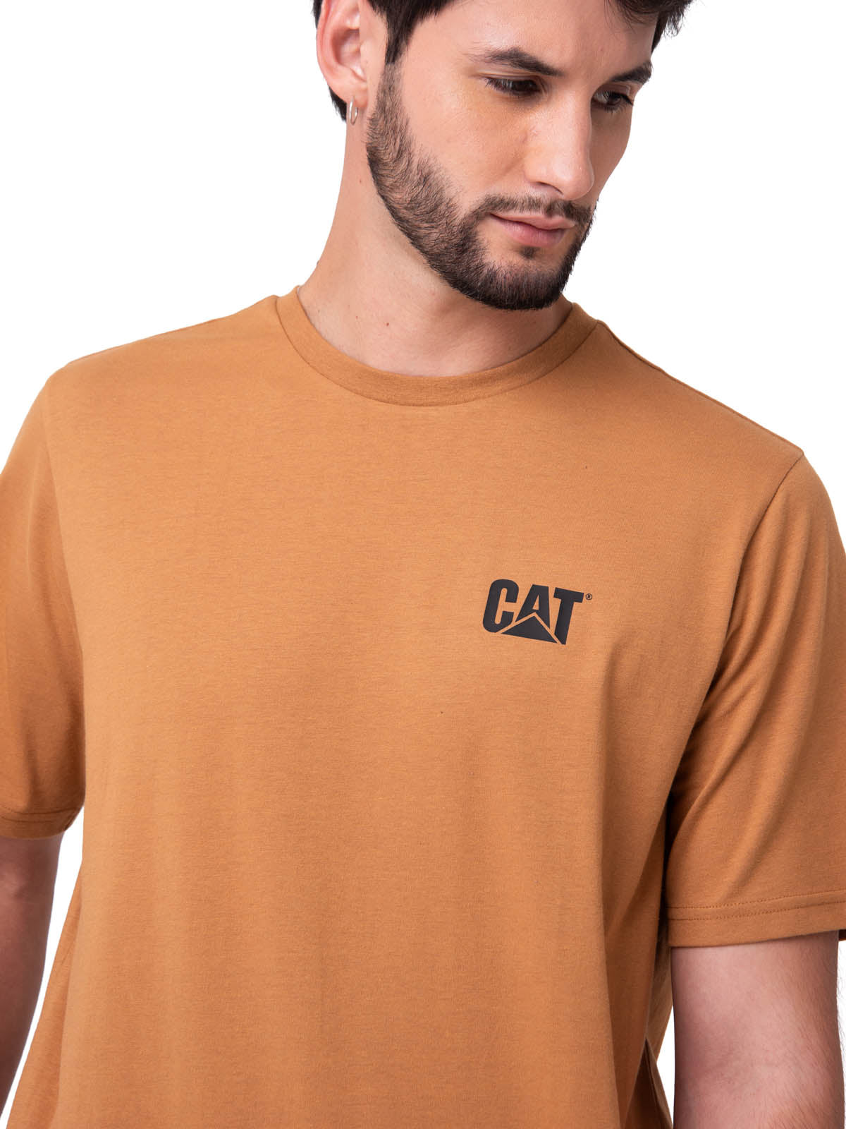 Camiseta Cat Small Logo Tee Para Hombre Color Café-3