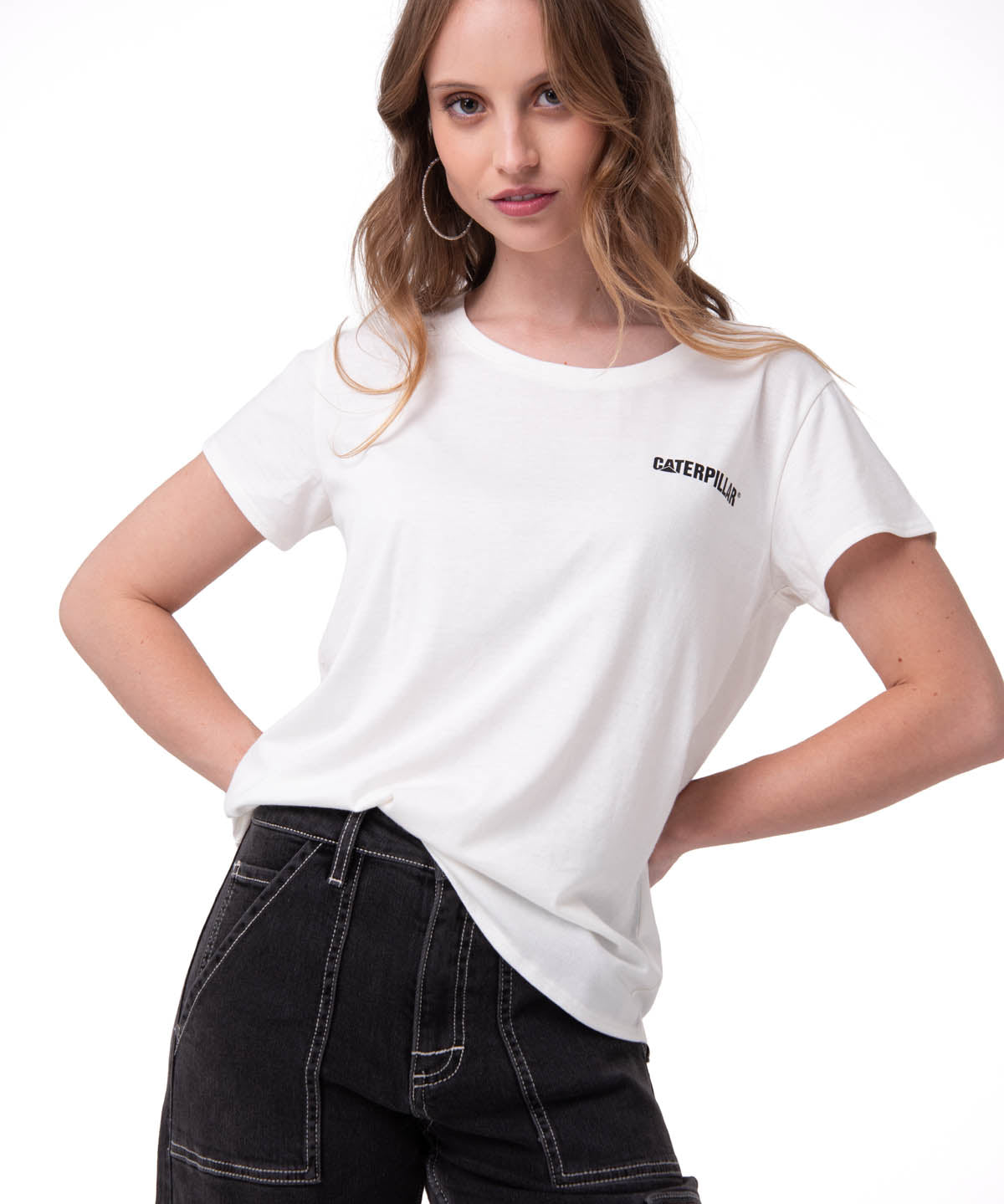 Camiseta W Caterpillar Logo T Mujer Color Blanco-1