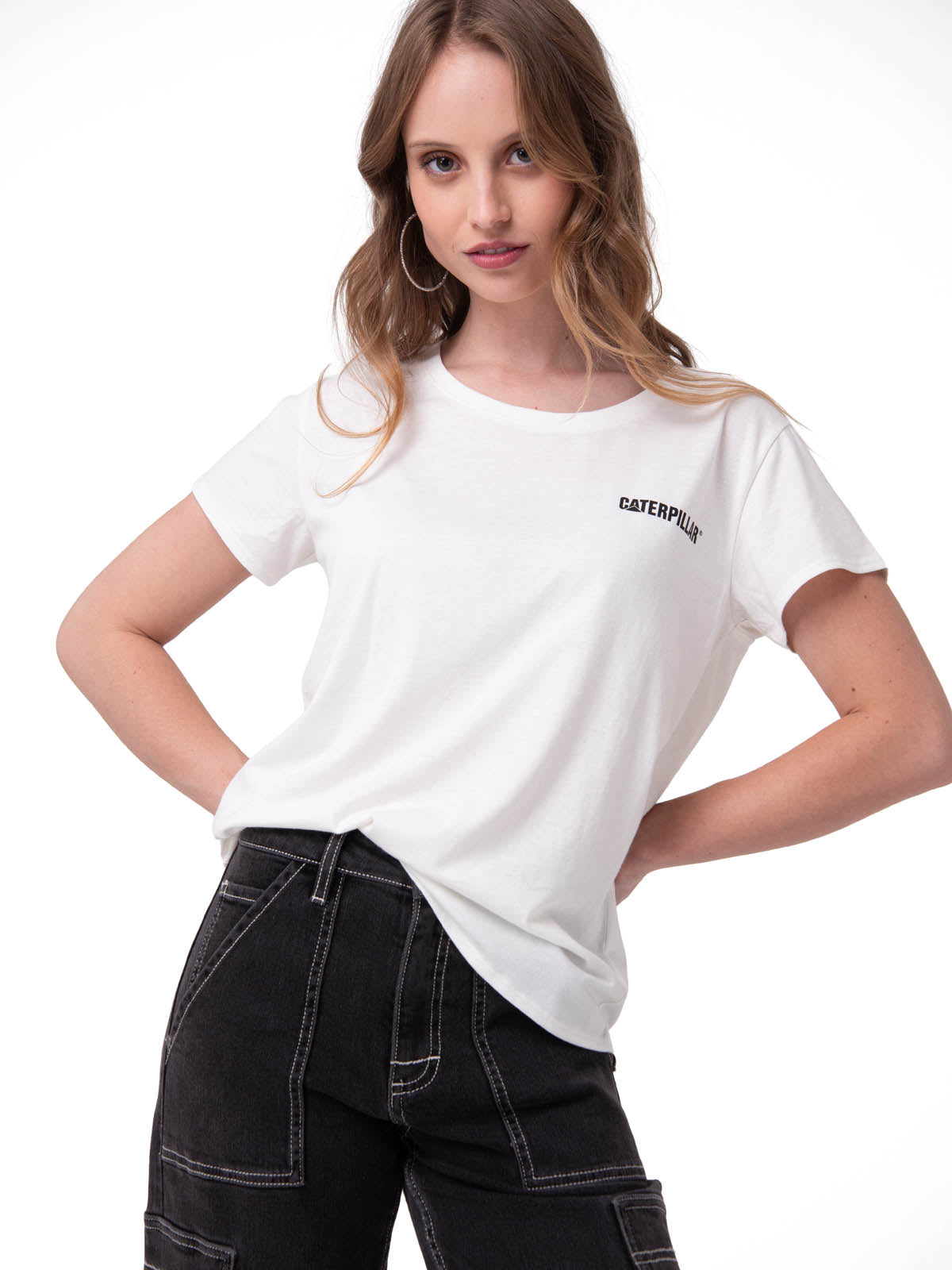 Camiseta W Caterpillar Logo T Mujer Color Blanco-1