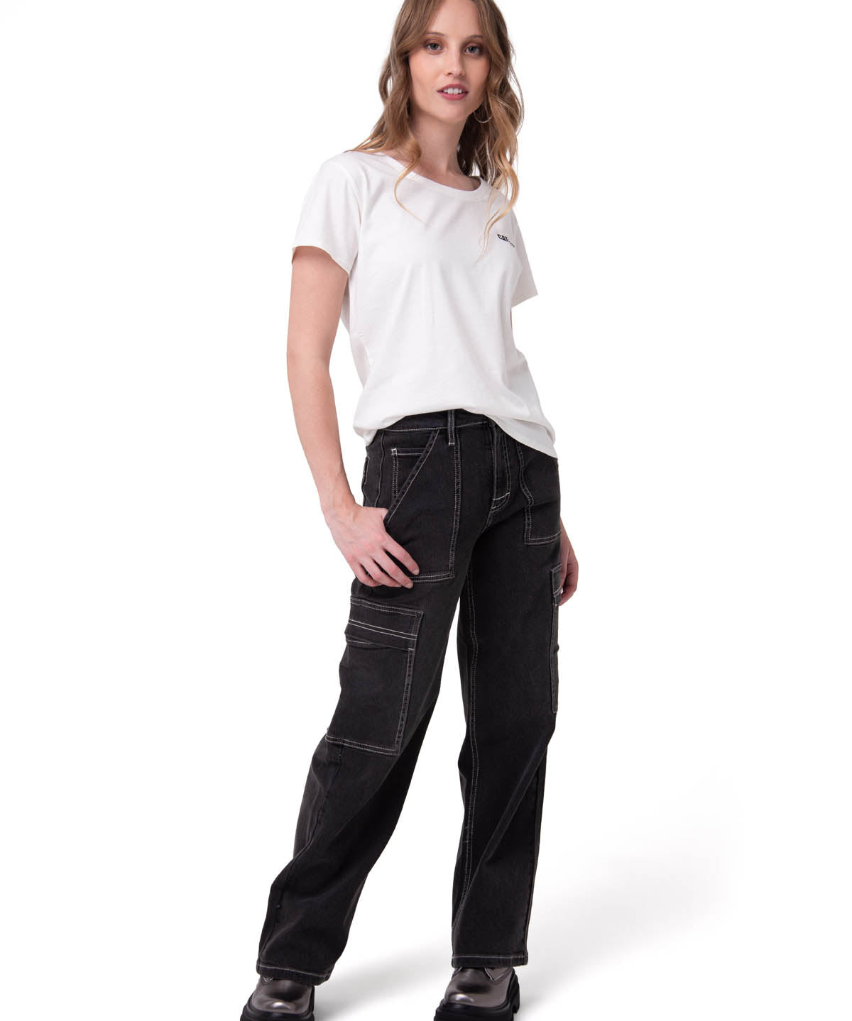 Camiseta W Caterpillar Logo T Mujer Color Blanco-4