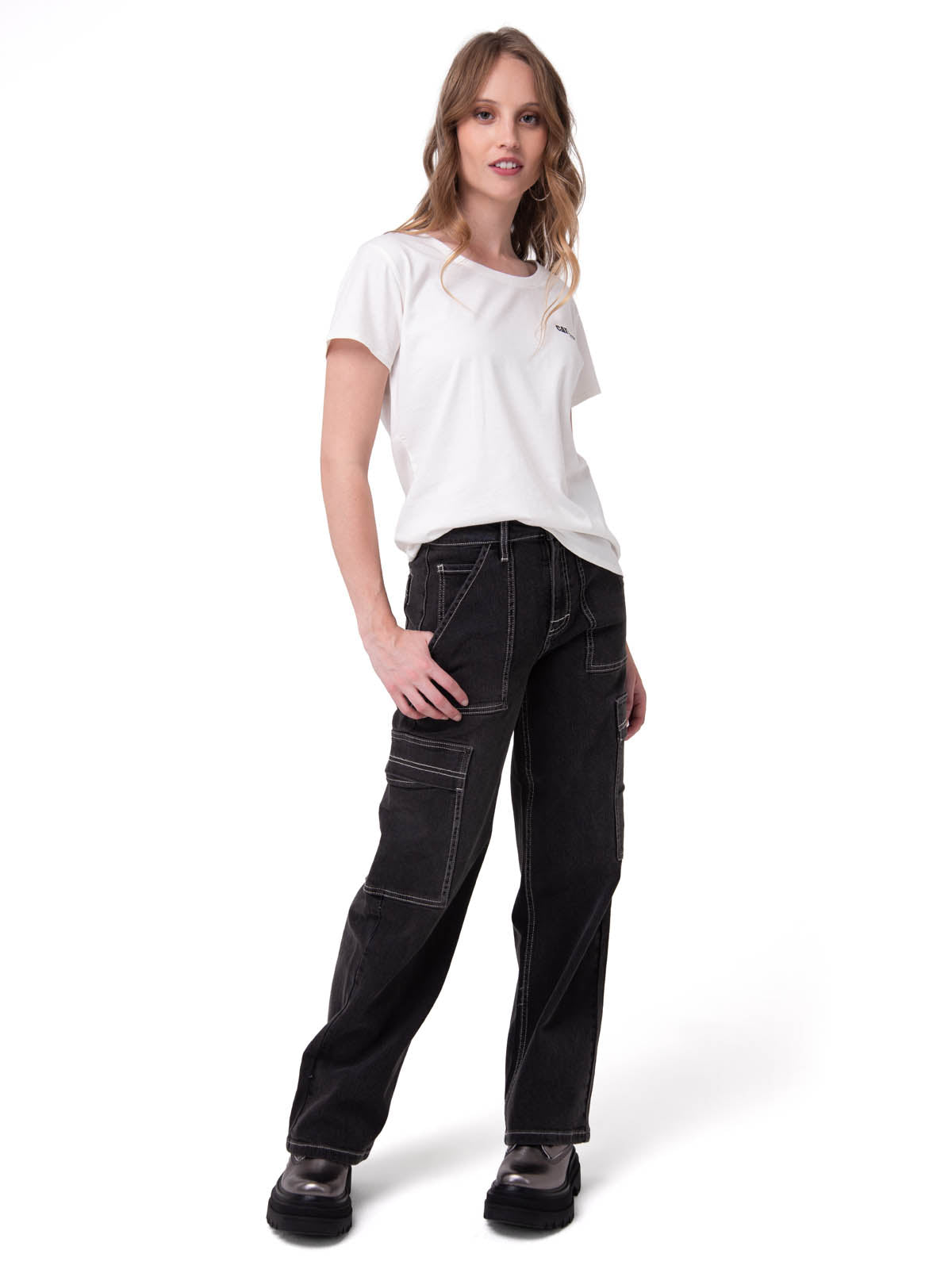 Camiseta W Caterpillar Logo T Mujer Color Blanco-4