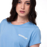 Camiseta W Caterpillar Logo T Mujer Color Celeste-3