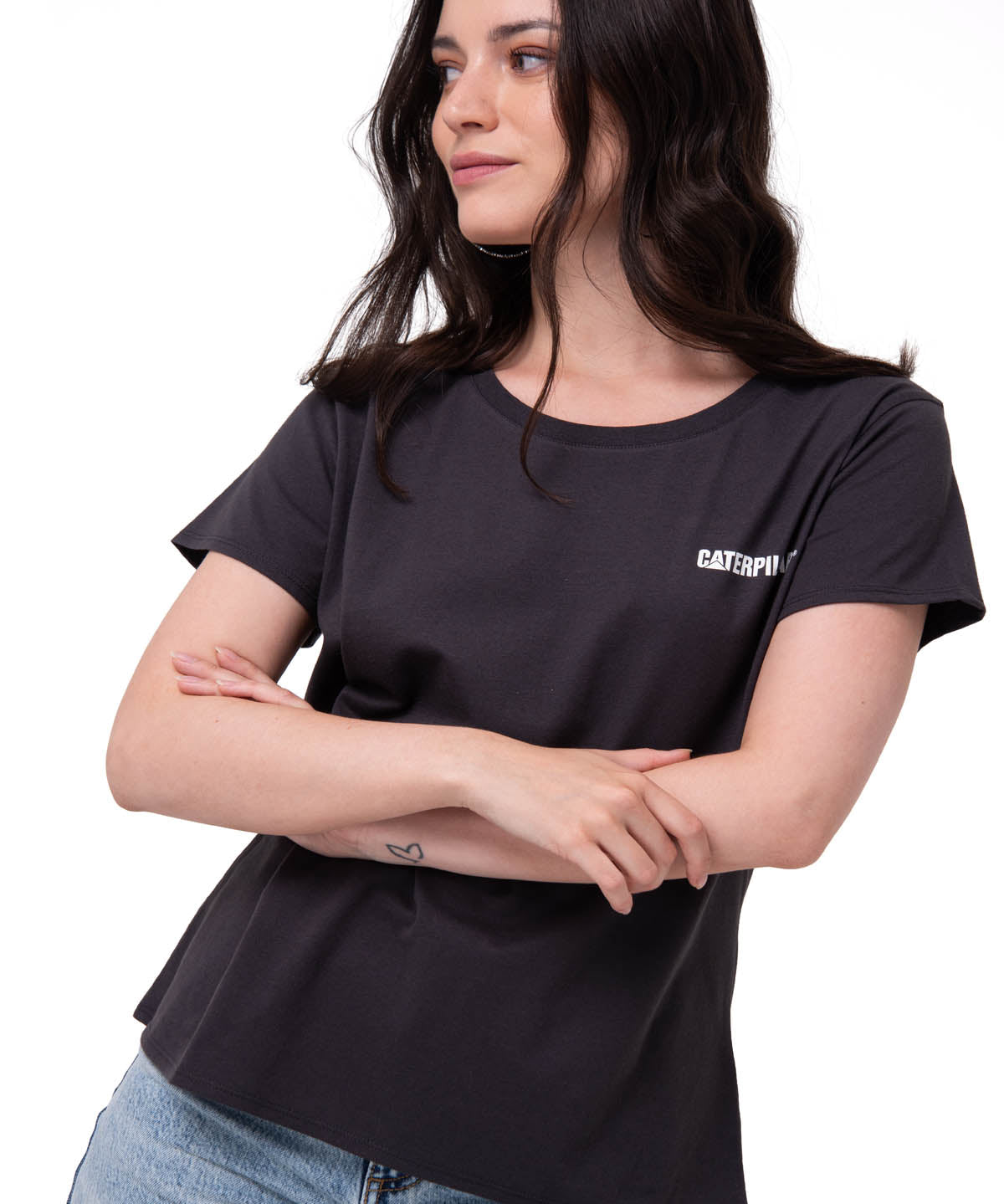 Camiseta W Caterpillar Logo T Mujer Color Gris-2