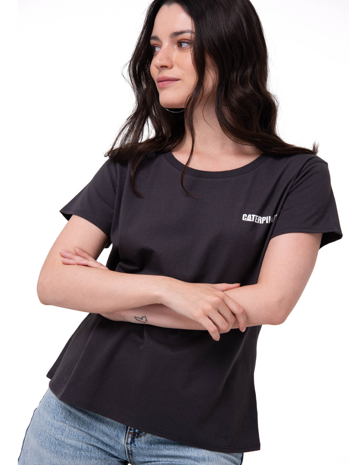Camiseta W Caterpillar Logo T Mujer Color Gris-2