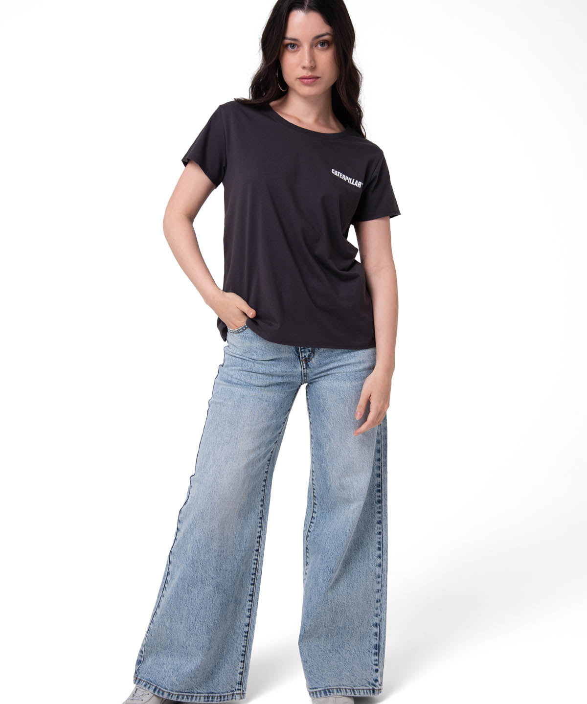 Camiseta W Caterpillar Logo T Mujer Color Gris-5