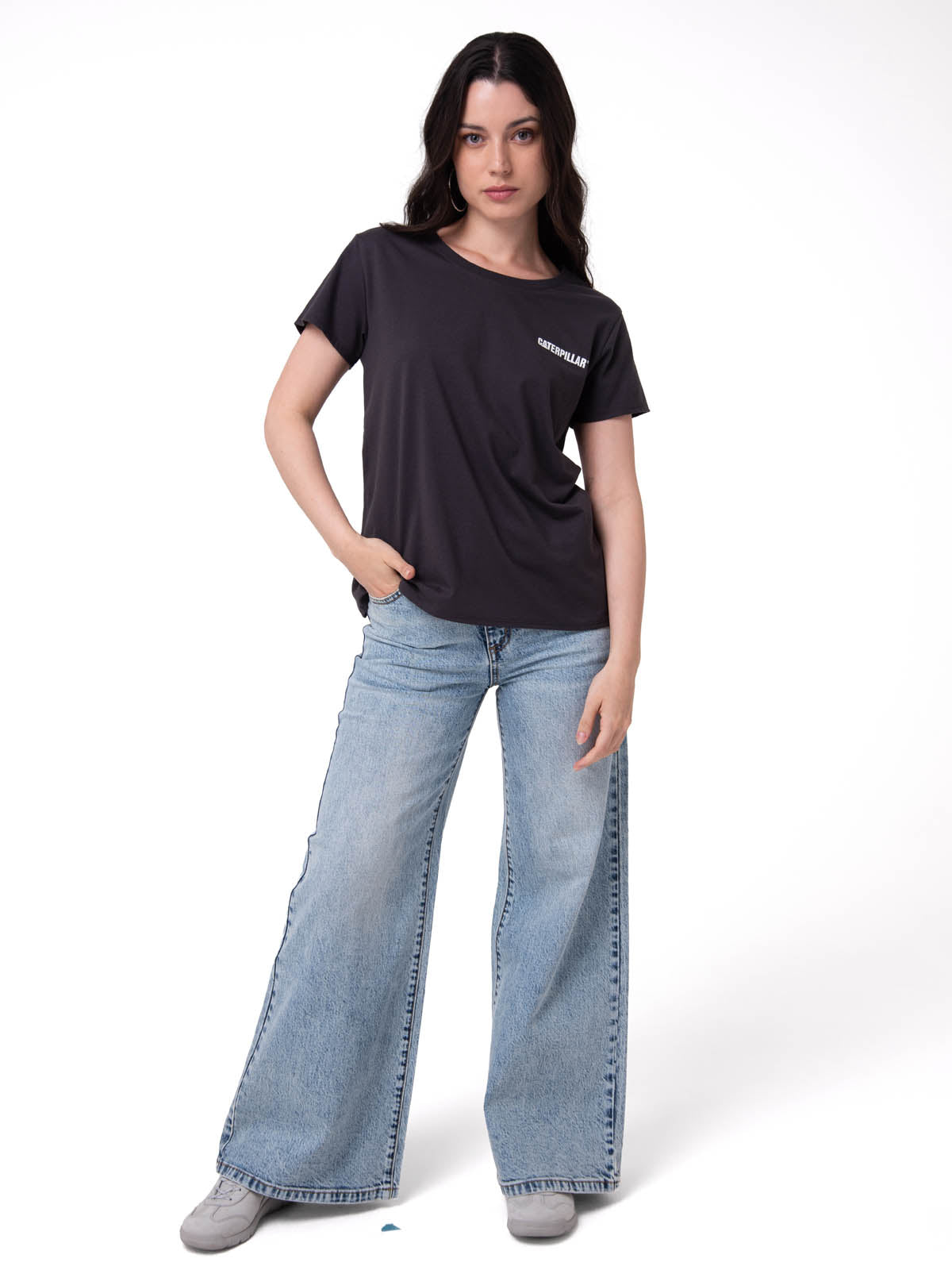 Camiseta W Caterpillar Logo T Mujer Color Gris-5