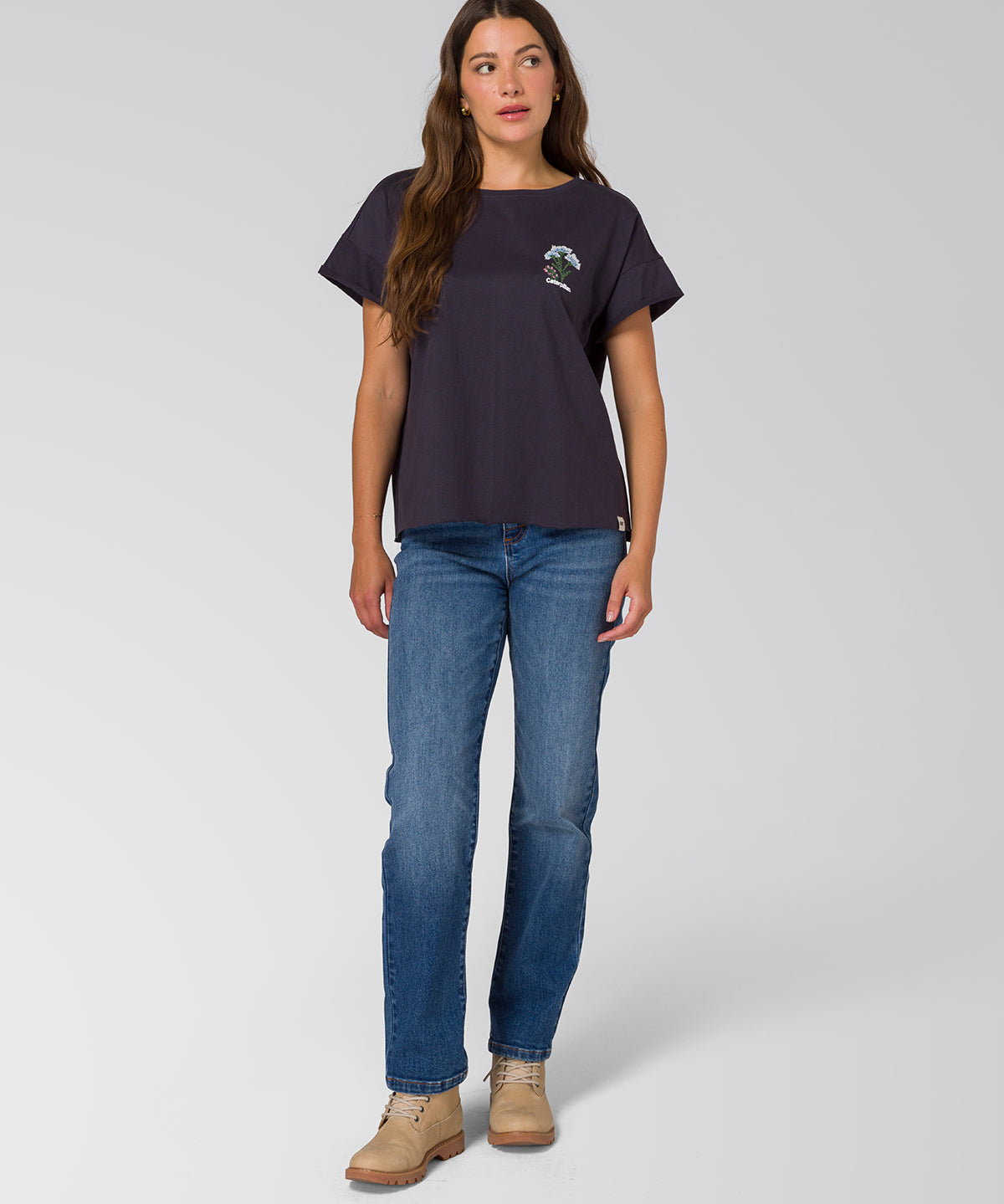 Camiseta Cross Stitch Relaxed Mujer Color Azul-1