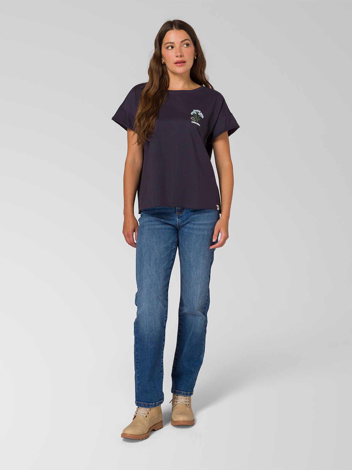 Camiseta Cross Stitch Relaxed Mujer Color Azul-1
