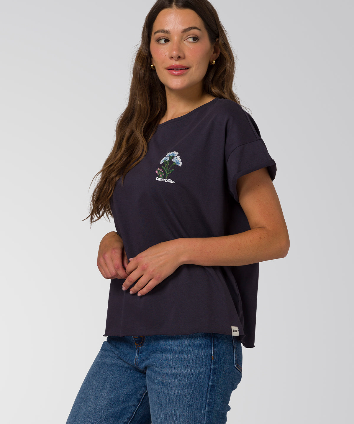 Camiseta Cross Stitch Relaxed Mujer Color Azul-2