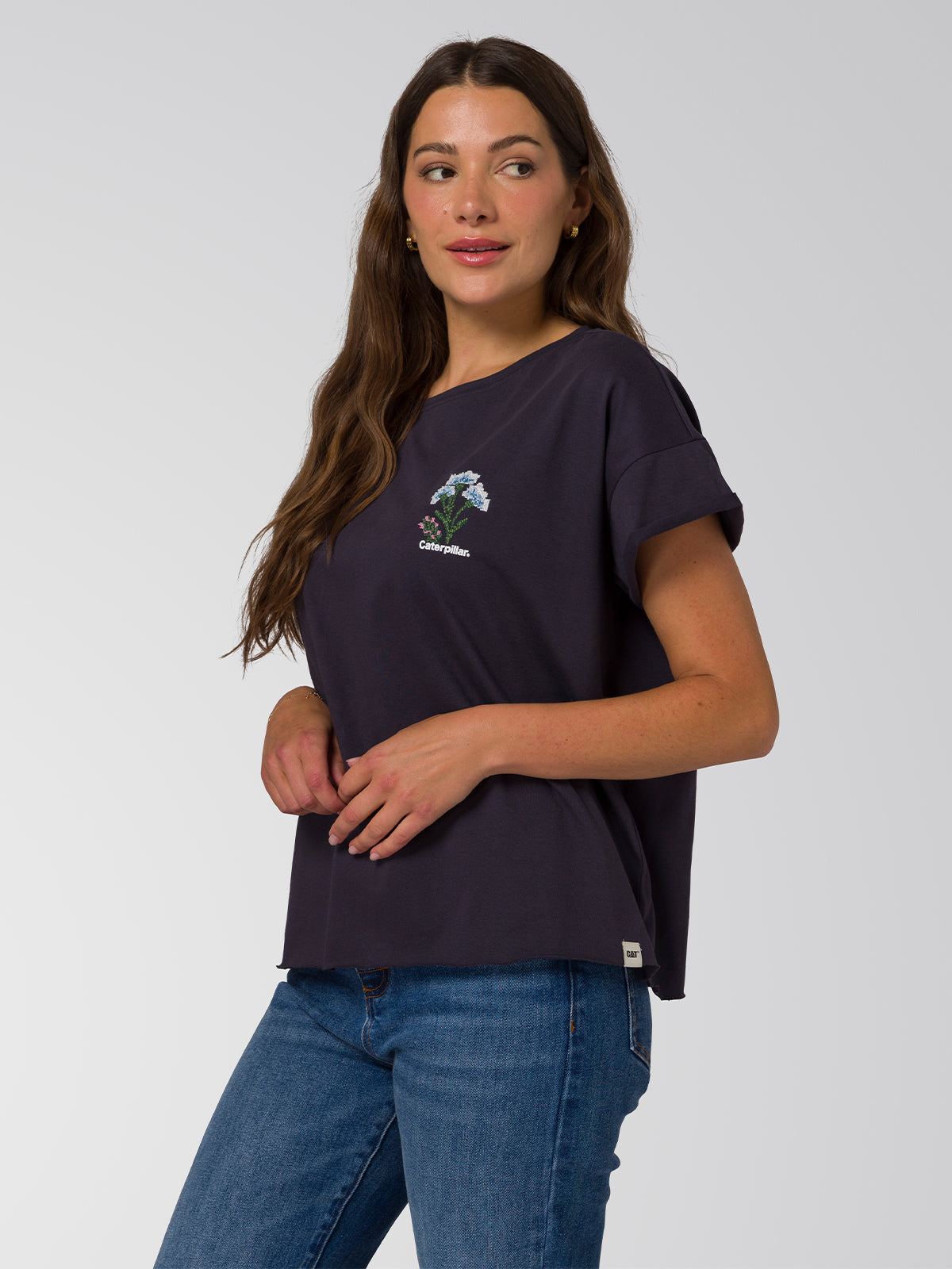 Camiseta Cross Stitch Relaxed Mujer Color Azul-2