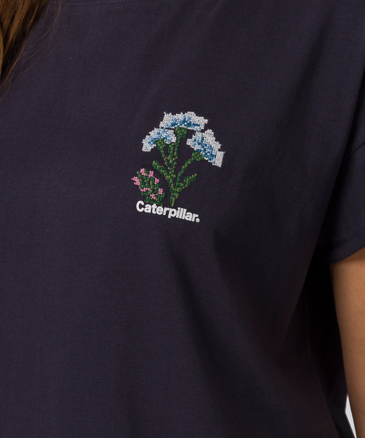 Camiseta Cross Stitch Relaxed Mujer Color Azul-3