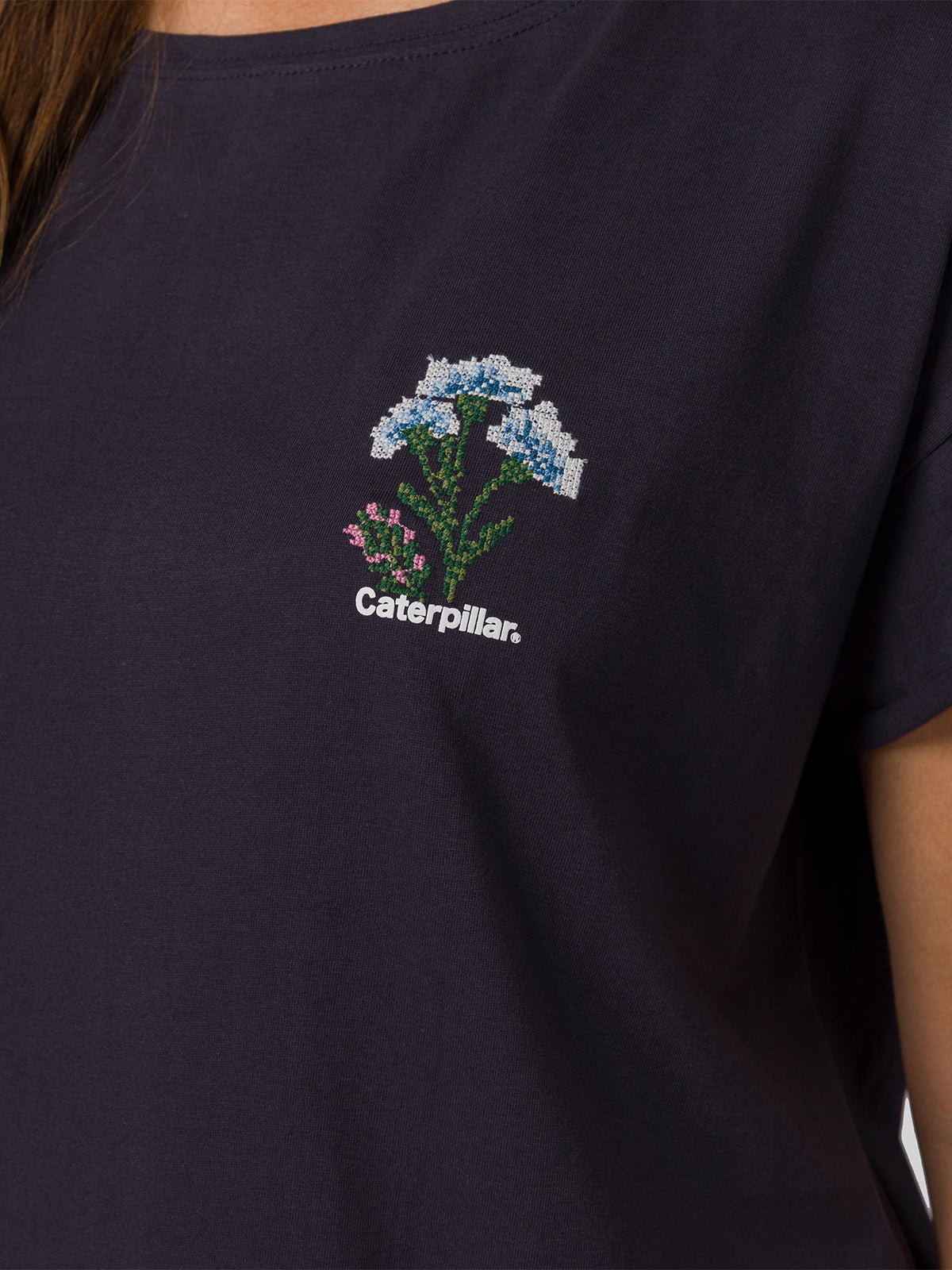 Camiseta Cross Stitch Relaxed Mujer Color Azul-3