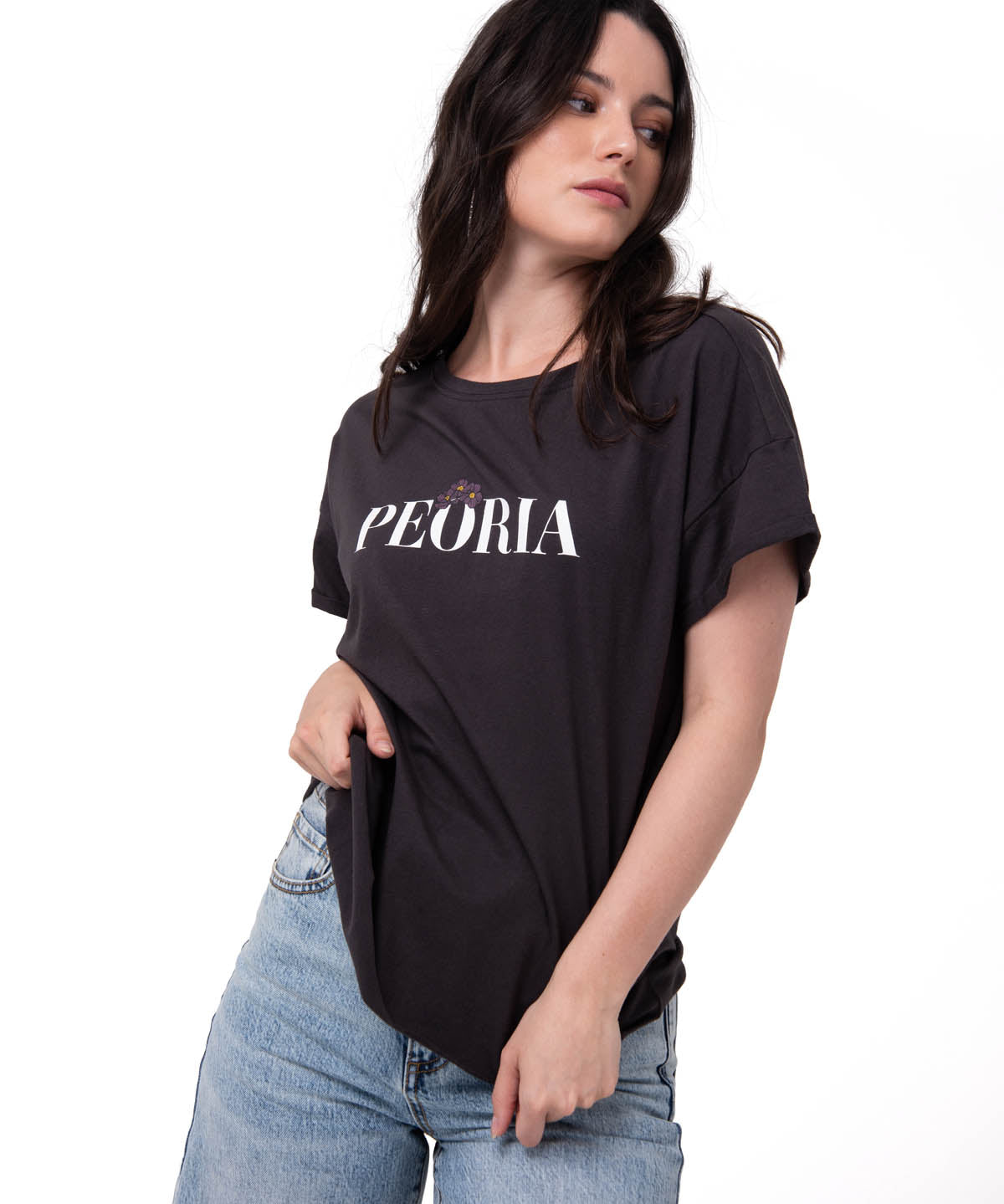 Camiseta Peoria Relaxed Graph Mujer Color Negro-1