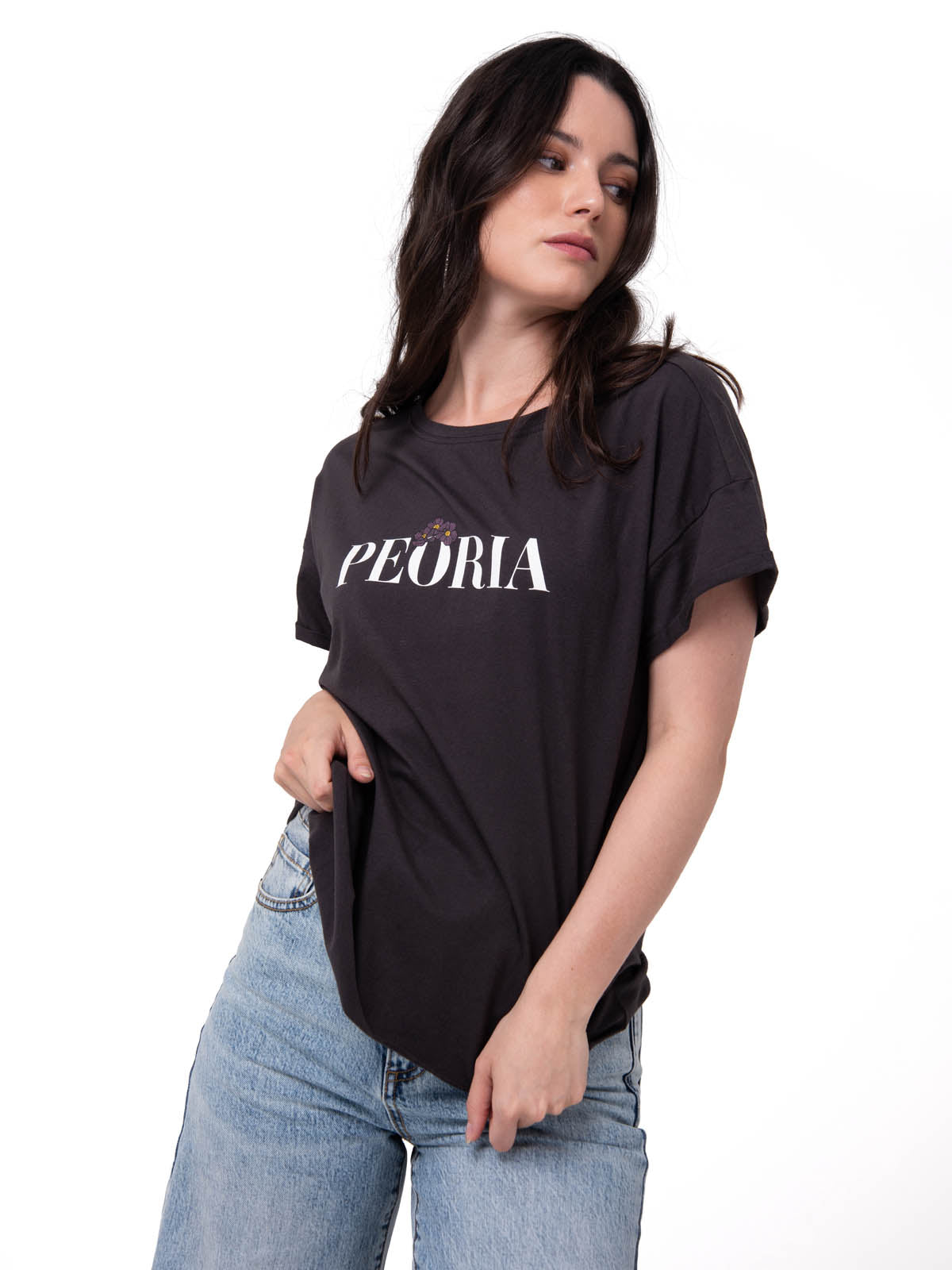 Camiseta Peoria Relaxed Graph Mujer Color Negro-1