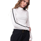 Camiseta Sporty Mock Neck Manga Larga Mujer Color Blanco-2