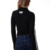 Camiseta Sporty Mock Neck Manga Larga Mujer Color Negro-3