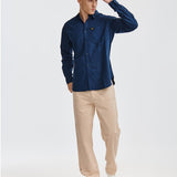 Camisa Fndtn Convertible Ls Para Hombre Color Azul-1
