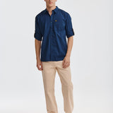 Camisa Fndtn Convertible Ls Para Hombre Color Azul-4