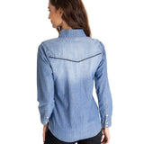 Camisa Harvest Moon Western Para Mujer Color Azul-3