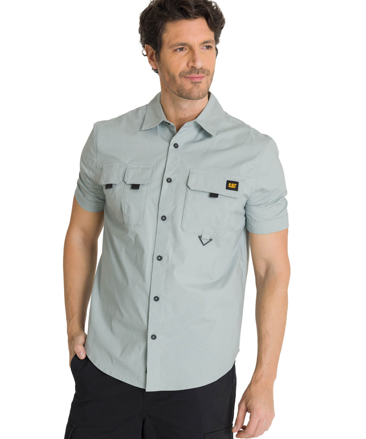 Camisa Utility Manga Corta Shirt Para Mujer Color Gris-1