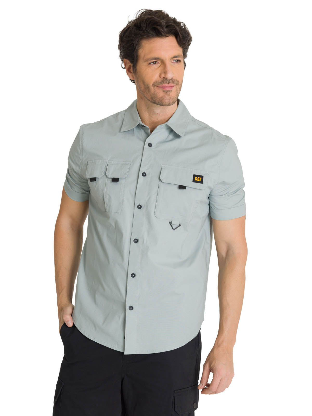 Camisa Utility Manga Corta Shirt Para Mujer Color Gris-1