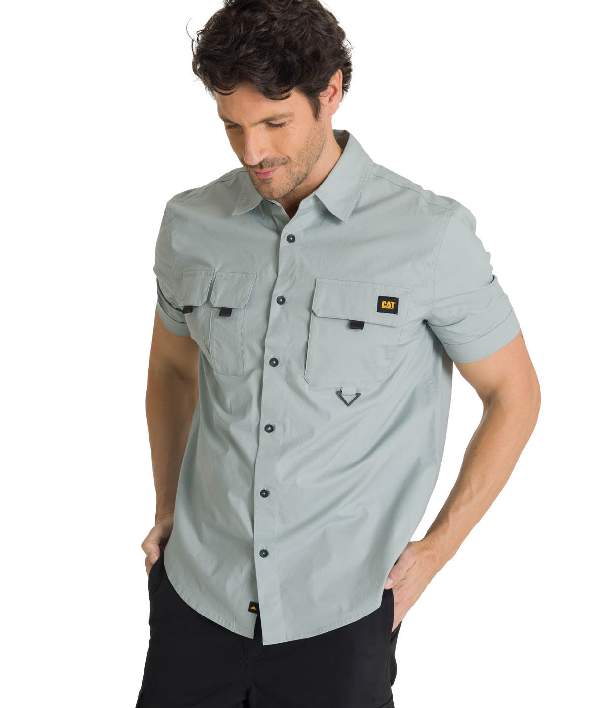 Camisa Utility Manga Corta Shirt Para Mujer Color Gris-2