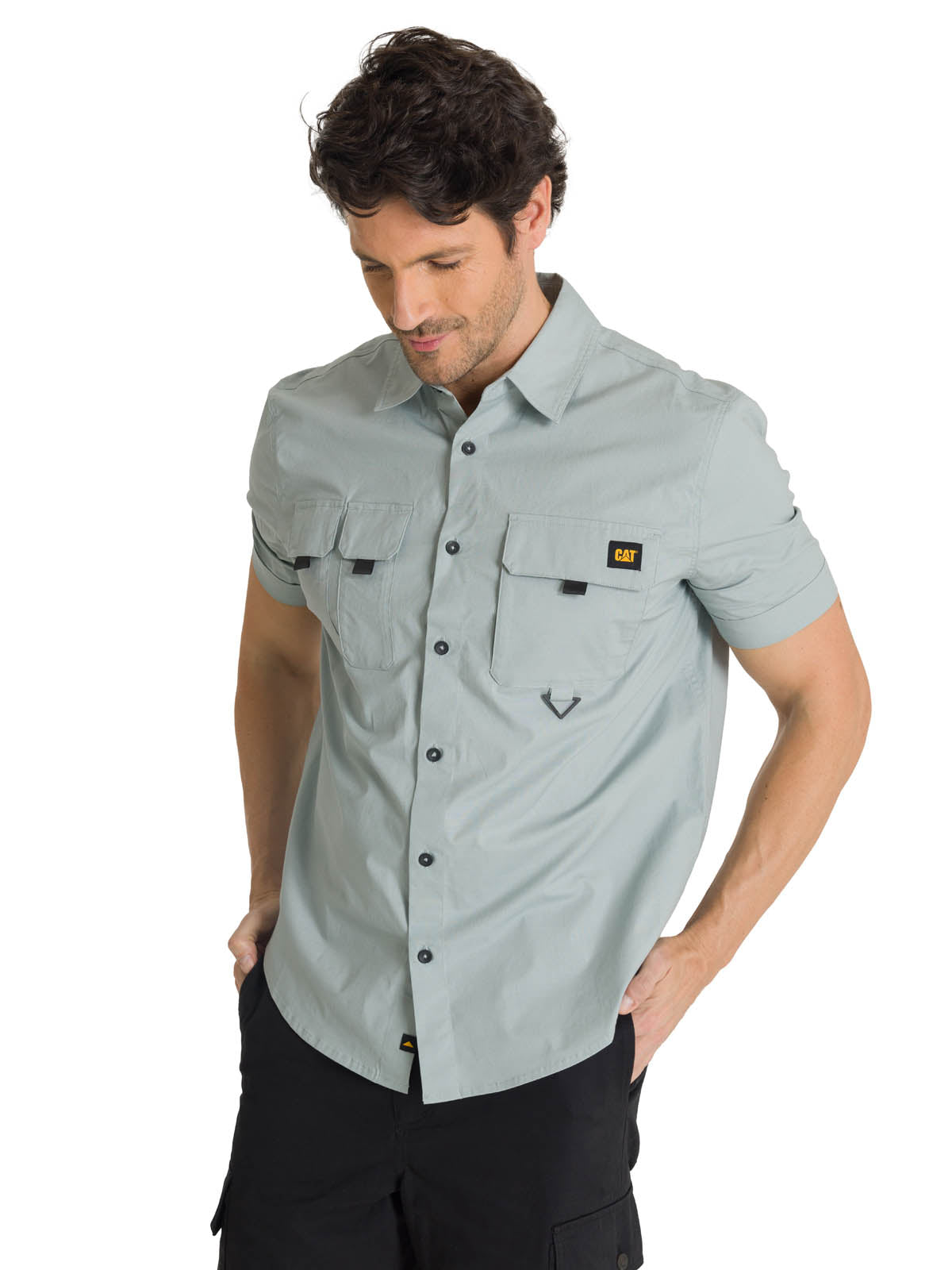 Camisa Utility Manga Corta Shirt Para Mujer Color Gris-2