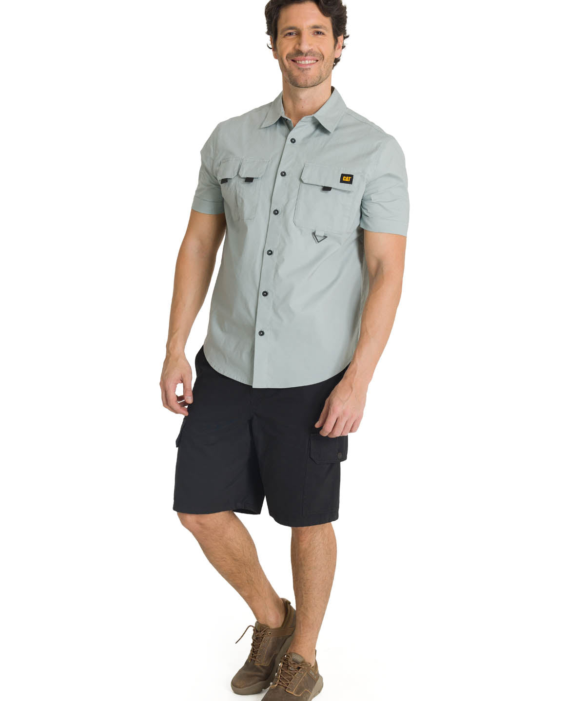 Camisa Utility Manga Corta Shirt Para Mujer Color Gris-5